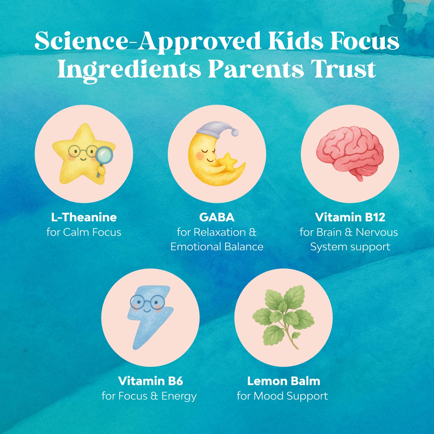 Kids Focus Gummies - Nootropics Brain Support Supplement for Kids with Green Tea Extract, B6 & B12 Vitamins for Memory and Brain Focus - Herbal Concentration Chews for Children - 90 Count Natures CraftAu supplements