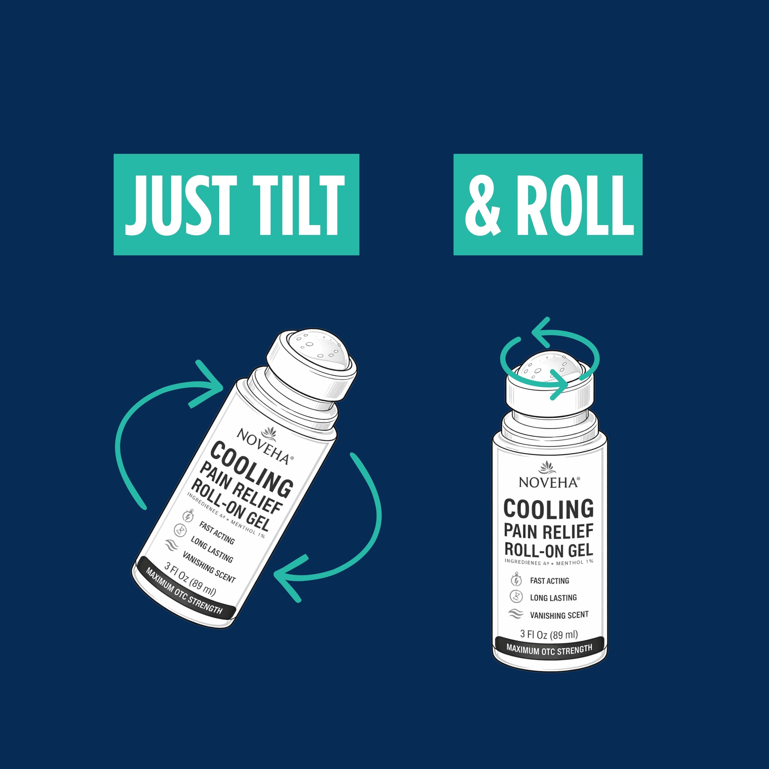 NOVEHA Lidocaine Roll-On Gel 4% | Maximum Strength Temporary Topical Pain Relief for Minor Muscle & Joint Aches | Cooling Formula with Menthol & Arnica | Non-Greasy, Quick-Drying | 2.5 fl oz NOVEHAAu supplements