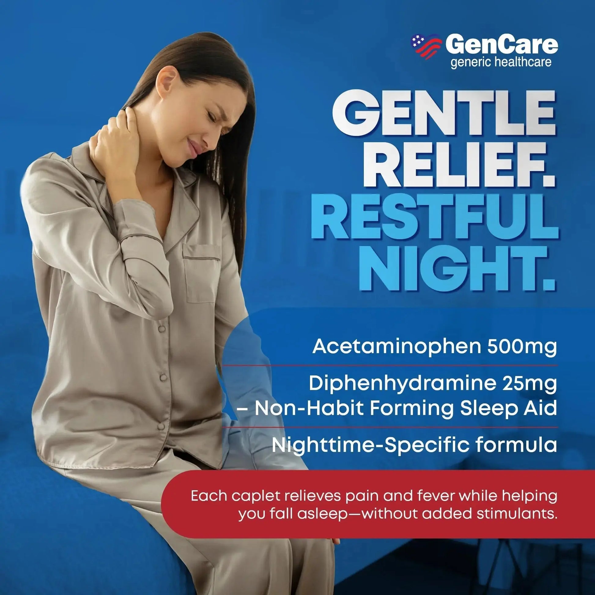 GenCare Extra Strength Acetaminophen PM 500 mg (375 Tablets) | Ultimate Pain Relief & Sleep Support for Adults | Quick Acting & Non Habit Forming Headache Relief | Eases Aches & Joint Discomfort GenCareAu supplements