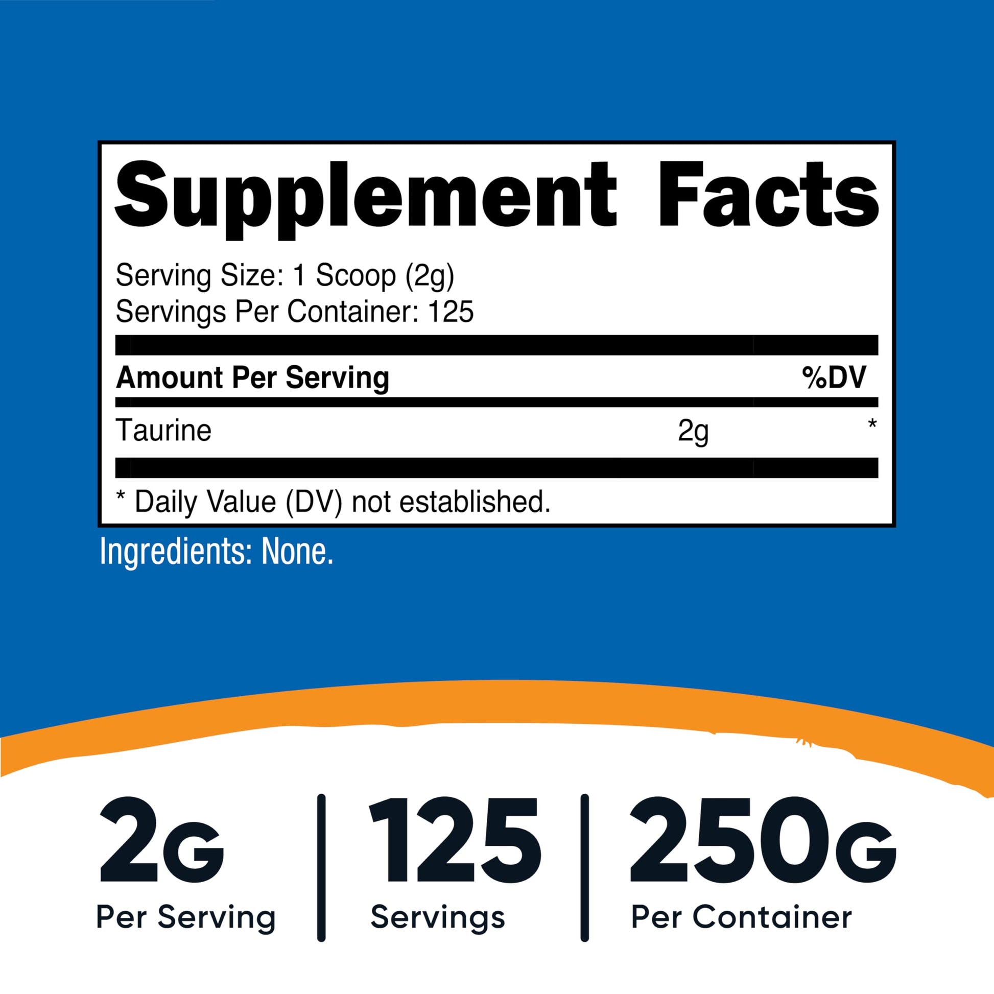 Nutricost Taurine Powder 250 Grams - 125 Servings, 2000mg Per Serving NutricostAu supplements