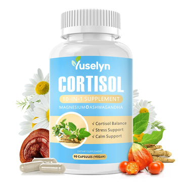 Yuselyn Cortisol Supplements for Women & Men, 10-in-1 Cortisol Detox Manager - High Cortisol Lowering Supplements with Magnesium, Ashwagandha & L-Theanine for Balanced Calm & Stress Relief YuselynAu supplements