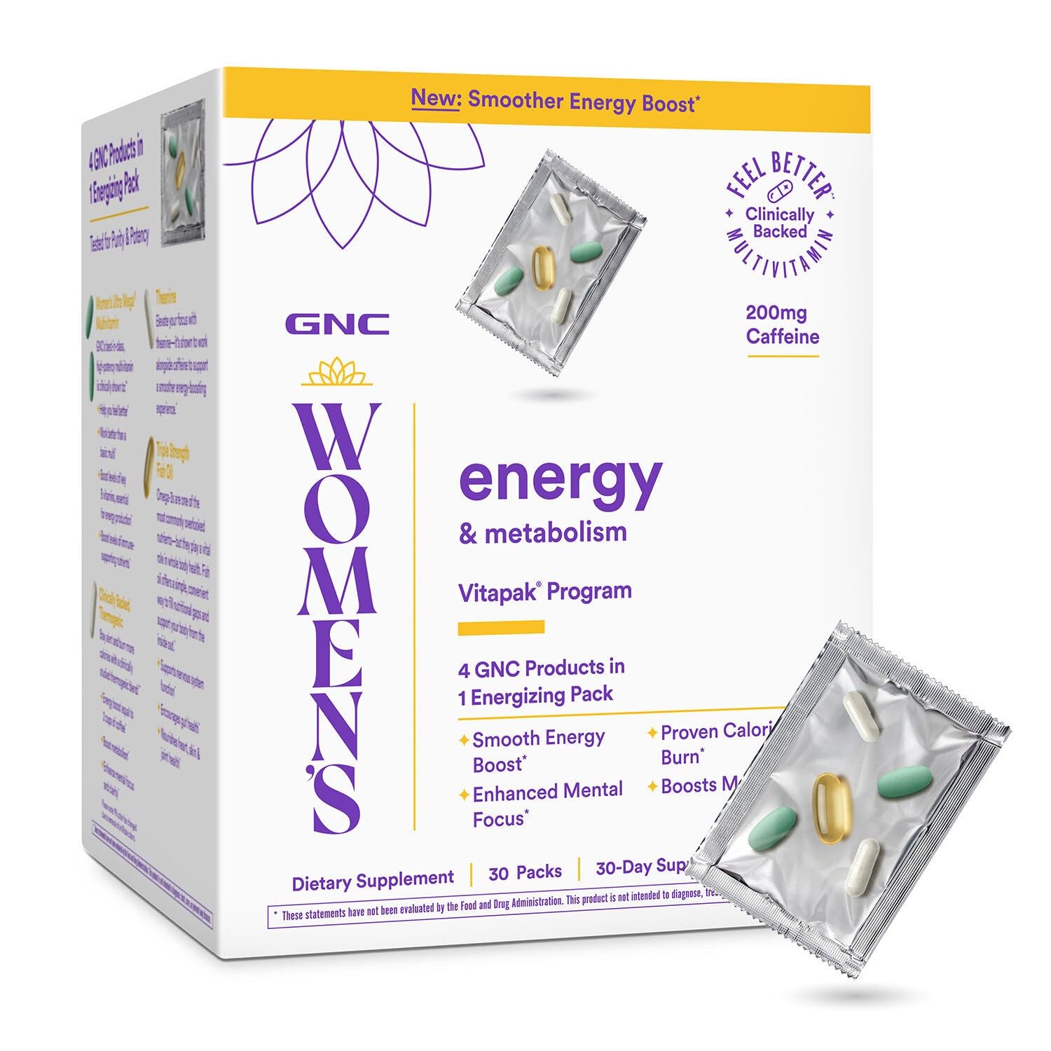 GNC Women's Energy and Metabolism Vitapak Program - Multivitamin Pack for Women - Female Energy Complex with a Clinically-Backed Thermogenic & L-Theanine - High-Potency - 1 Month Supply GNCAu supplements
