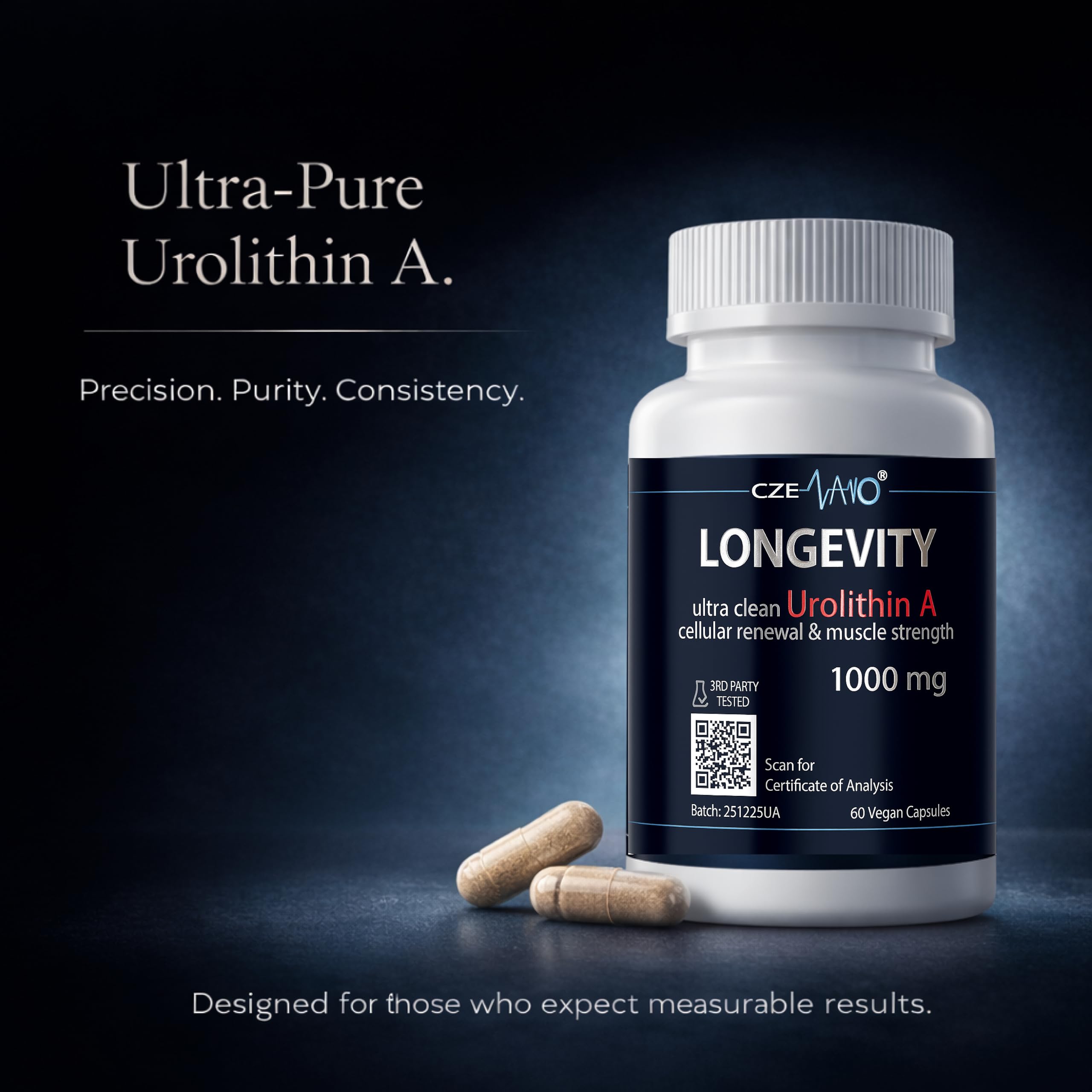 CzeNano Longevity – Ultra-Pure Urolithin A Supplement 1000 mg | Mitochondrial Support, Cellular Energy & Muscle Strength | Third-Party Tested COA | 60 Vegan Capsules CzeNanoAu supplements