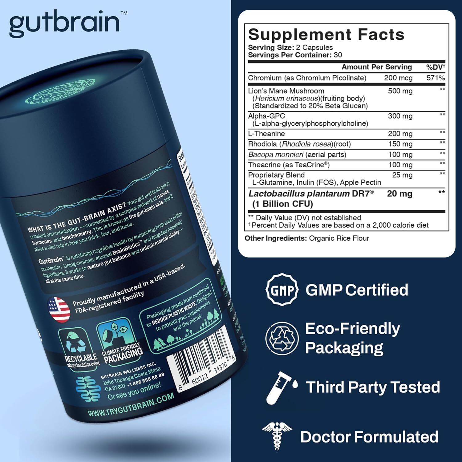 Brain Supplement for Memory and Focus with Probiotics, Advanced 2 in 1 Nootropic Brain Support for Mental Clarity, Caffeine Free Doctor Formulated Supplement, 60 Capsules Purity LabsAu supplements
