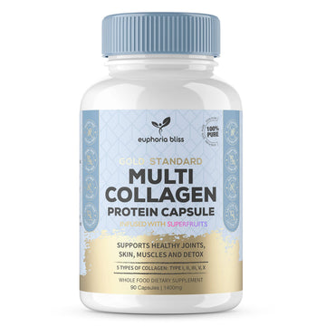 High Strength Multi Collagen 1400MG Tablets with Turmeric & Kelp, Skin, Hair, Nails Euphoria BlissAu supplements