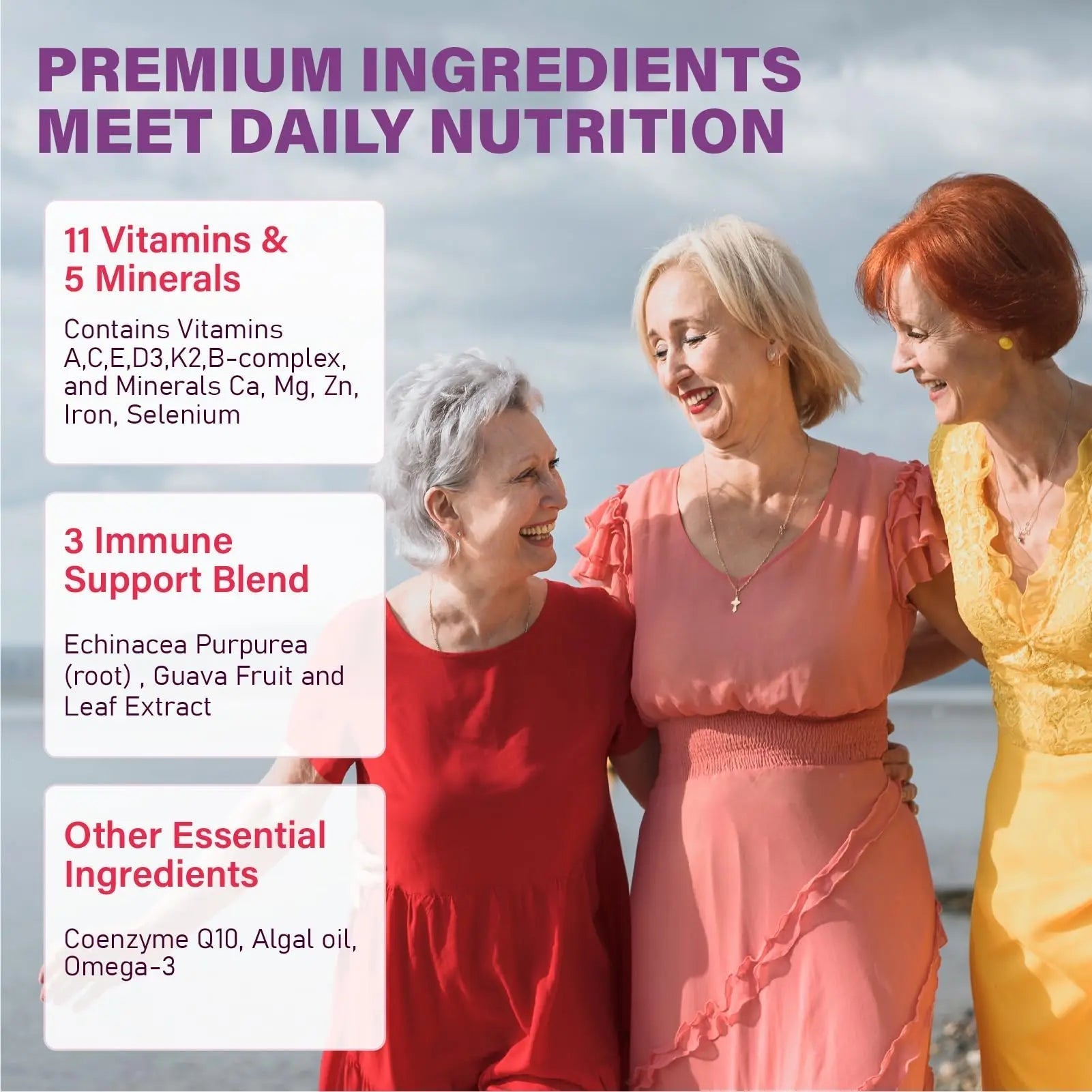 Multivitamin Gummies for Women 50 Plus - with Omega 3, Coenzyme Q10, Iron, Calcium, Zinc, Vitamin A, C, D3, E, K2, B Complex, Folate TcemundryAu supplements