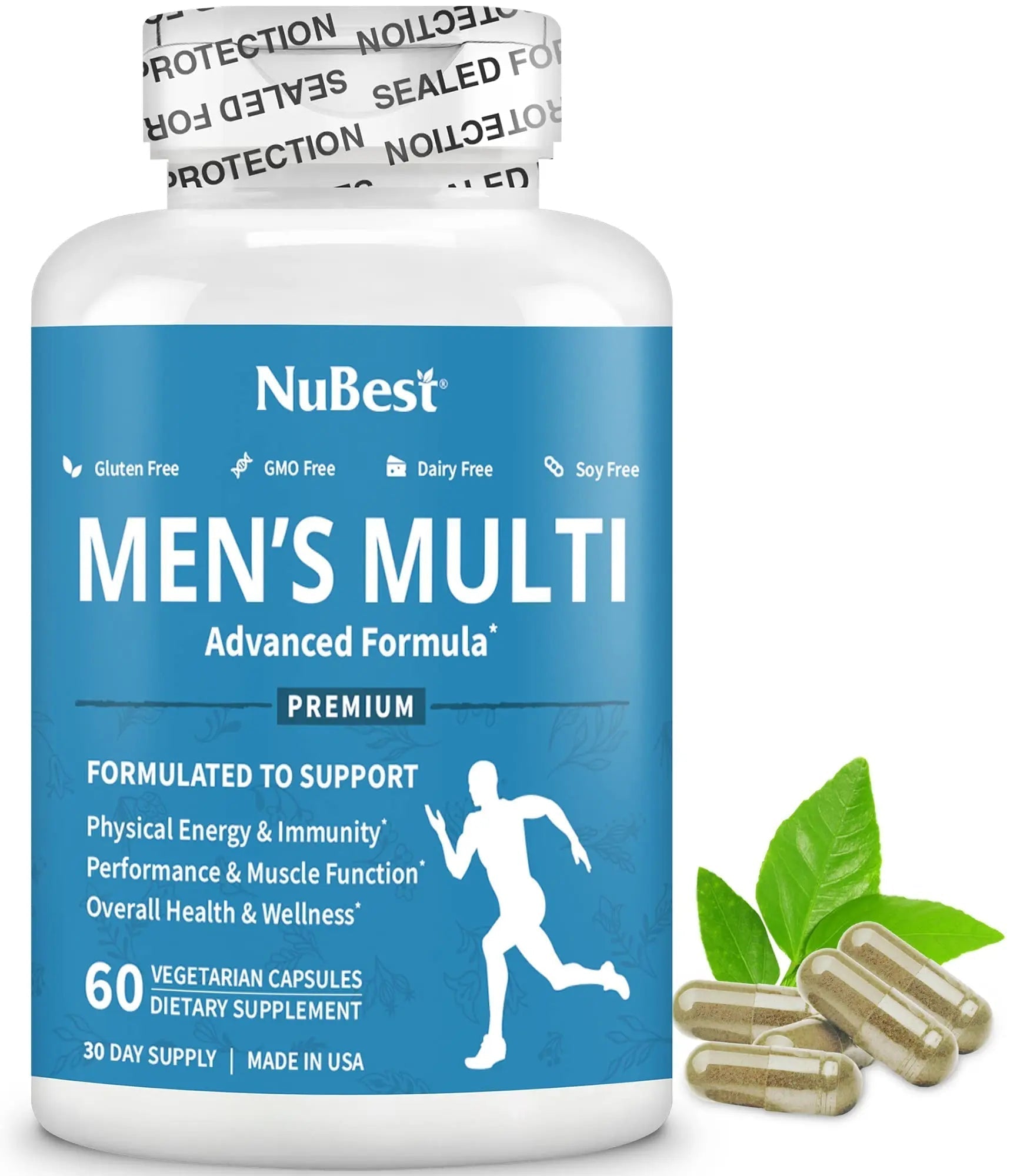 Multivitamin for Men with 38 Key Nutrients, B Complex, D3, A, C, Zinc, Magnesium, Calcium, Asian Ginseng, Ashwagandha, Turmeric for Bones, Muscle NuBestAu supplements