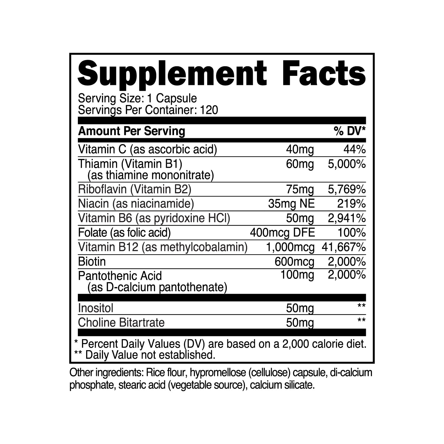 Nutricost High Potency Vitamin B Complex 460mg, 120 Capsules - with Vitamin C - Energy NutricostAu supplements