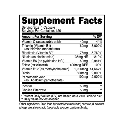 Nutricost High Potency Vitamin B Complex 460mg, 120 Capsules - with Vitamin C - Energy NutricostUS supplements