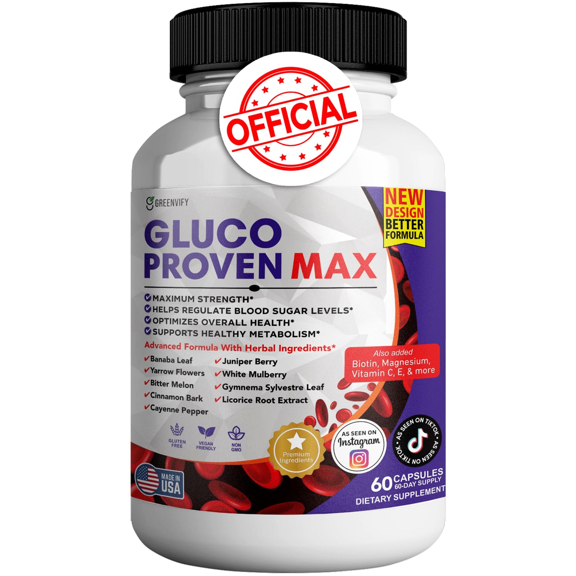 GREENVIFY Gluco Proven Max – Daily Wellness Support Supplement with Vitamins, Minerals, and Herbs – Chromium, Magnesium, Banaba, Bitter Melon, and Zinc – Non-GMO, Gluten-Free – 60 Capsules GREENVIFYAu supplements
