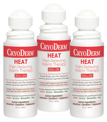 Pkg of 3 CryoDerm Heat Roll-On CryoDermAu supplements