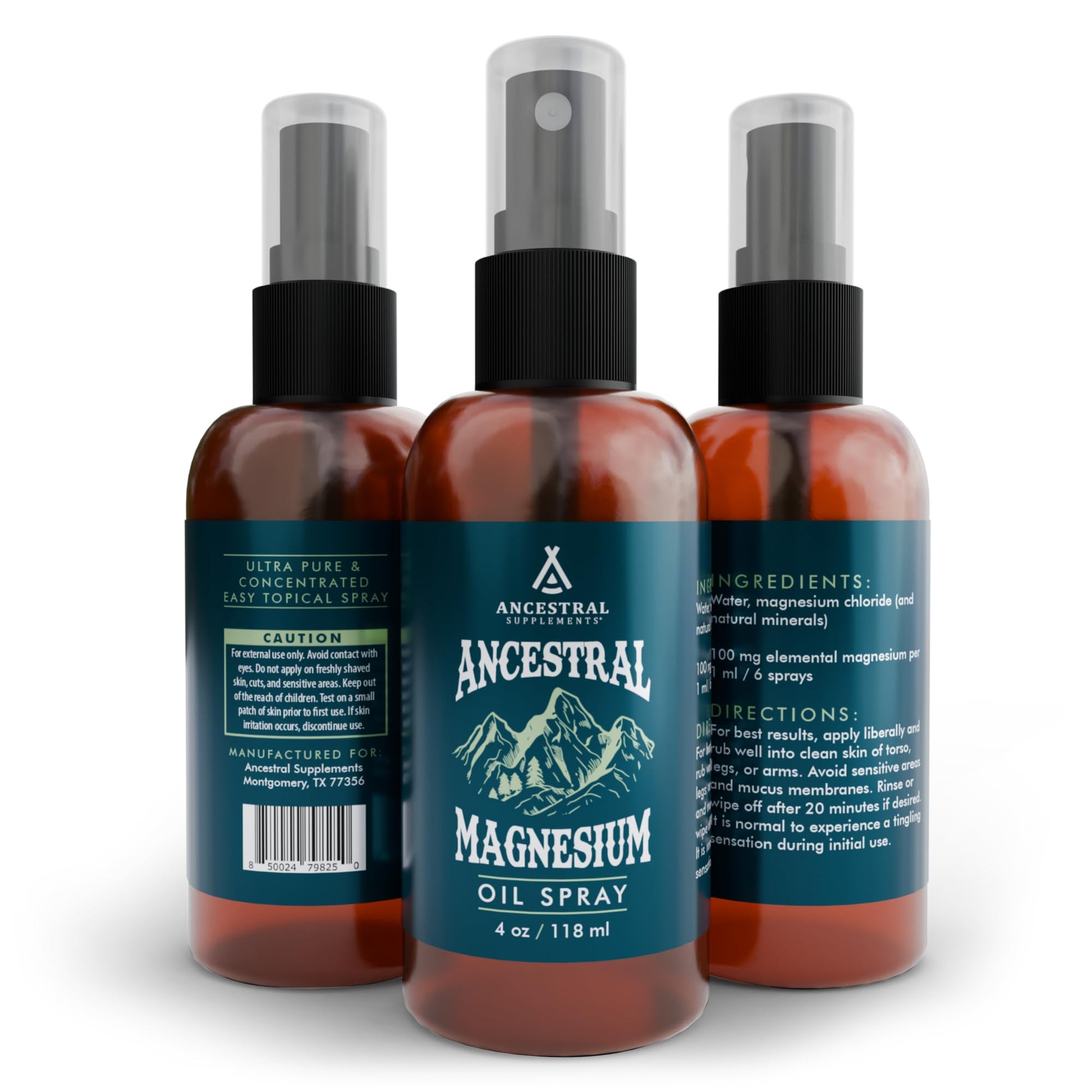 Ancestral Supplements Magnesium Spray, Magnesium for Sleep + Muscle Support, Made with Magnesium Chloride & Natural Minerals, Fast Absorbing Topical Magnesium Oil Supplement for Body Application, 4 oz Ancestral SupplementsAu supplements