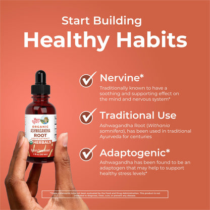 MaryRuth Organics Ashwagandha Root | USDA Organic Ashwagandha Liquid Drops | Stress Relief, Natural Calm, Relaxation and Mood Support Supplement | Adaptogenic | Nervine | Vegan | Non-GMO | 60 Servings MARYRUTH'SUS supplements