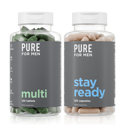 Pure for Men Original Stay Ready Fiber Supplement (120 Capsules) + Vegan Multivitamin (120 Capsules) Pure for MenUS supplements