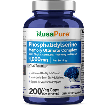 NusaPure Phosphatidylserine Memory Ultimate Complex 1000mg 200 Vegetarian Caps (Vegan, Non-GMO) NusaPureAu supplements