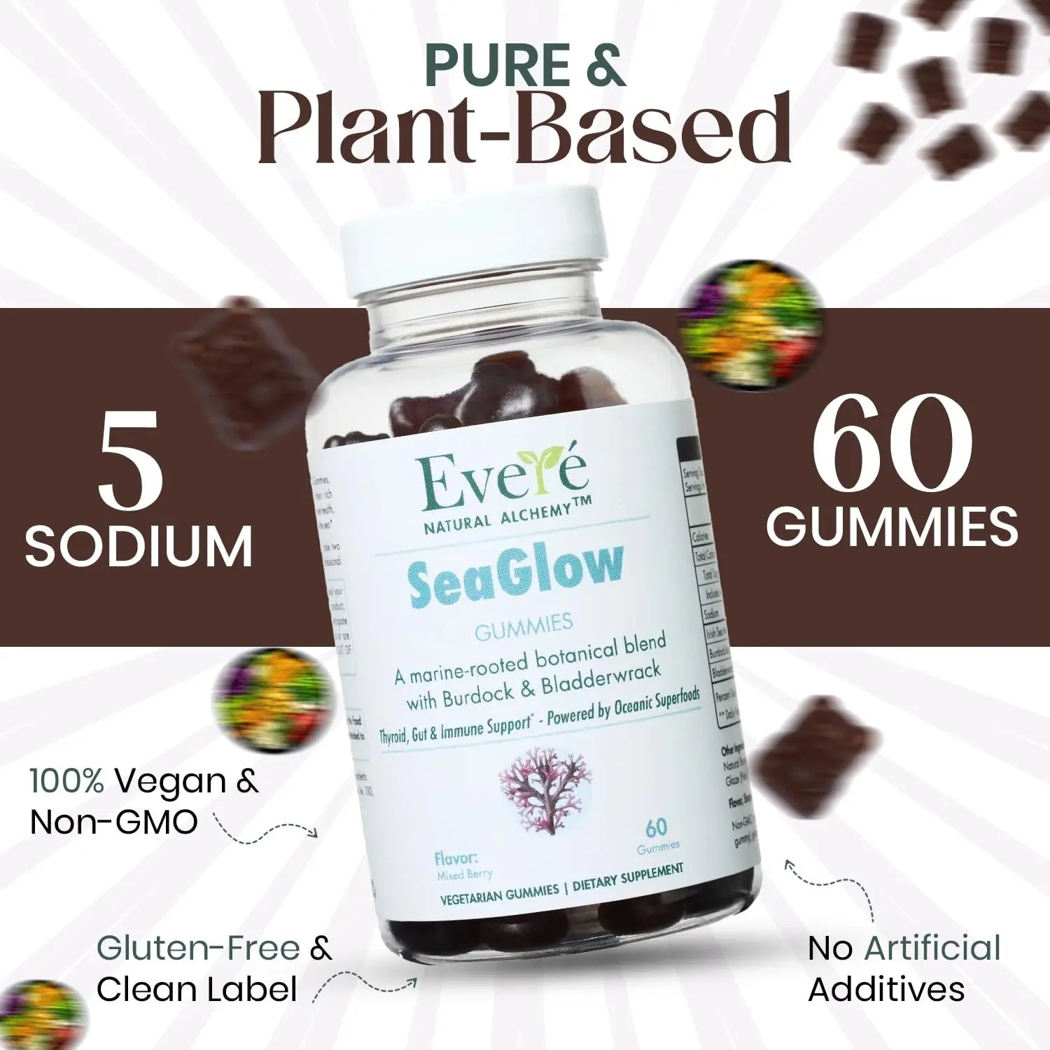 The EverÉ Natural Alchemy Sea Moss with Bladderwrack & Burdock Root – Vegan, Plant-Based Gummies with Minerals & Botanicals – Mixed-Berry Flavor, Non-GMO & Gluten-Free The EverÉ Natural Alchemynz supplements