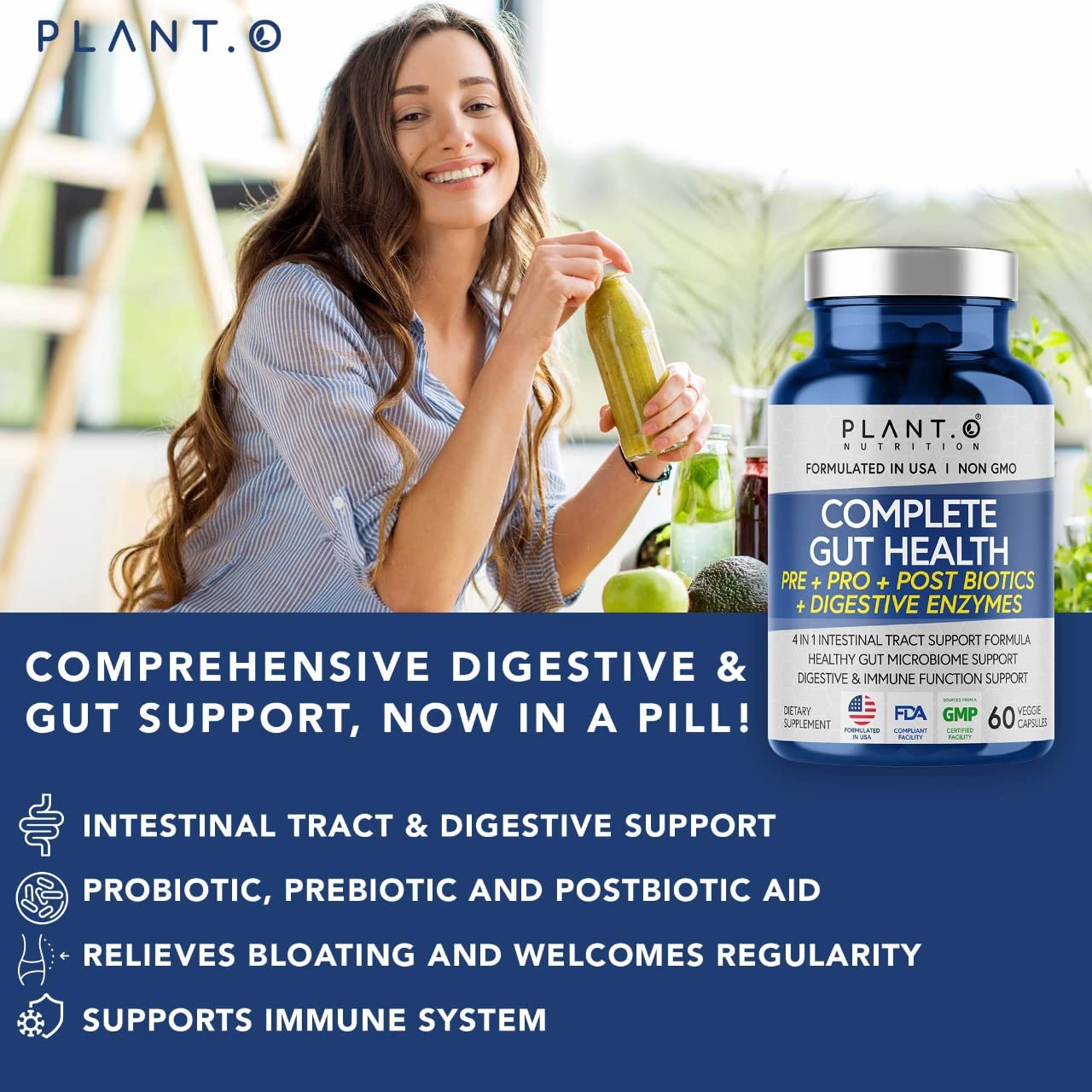 4-in-1 Prebiotic Probiotic & Postbiotic for Women & Men, Complete Gut & Digestive Support PLANT.O NUTRITIONAu supplements