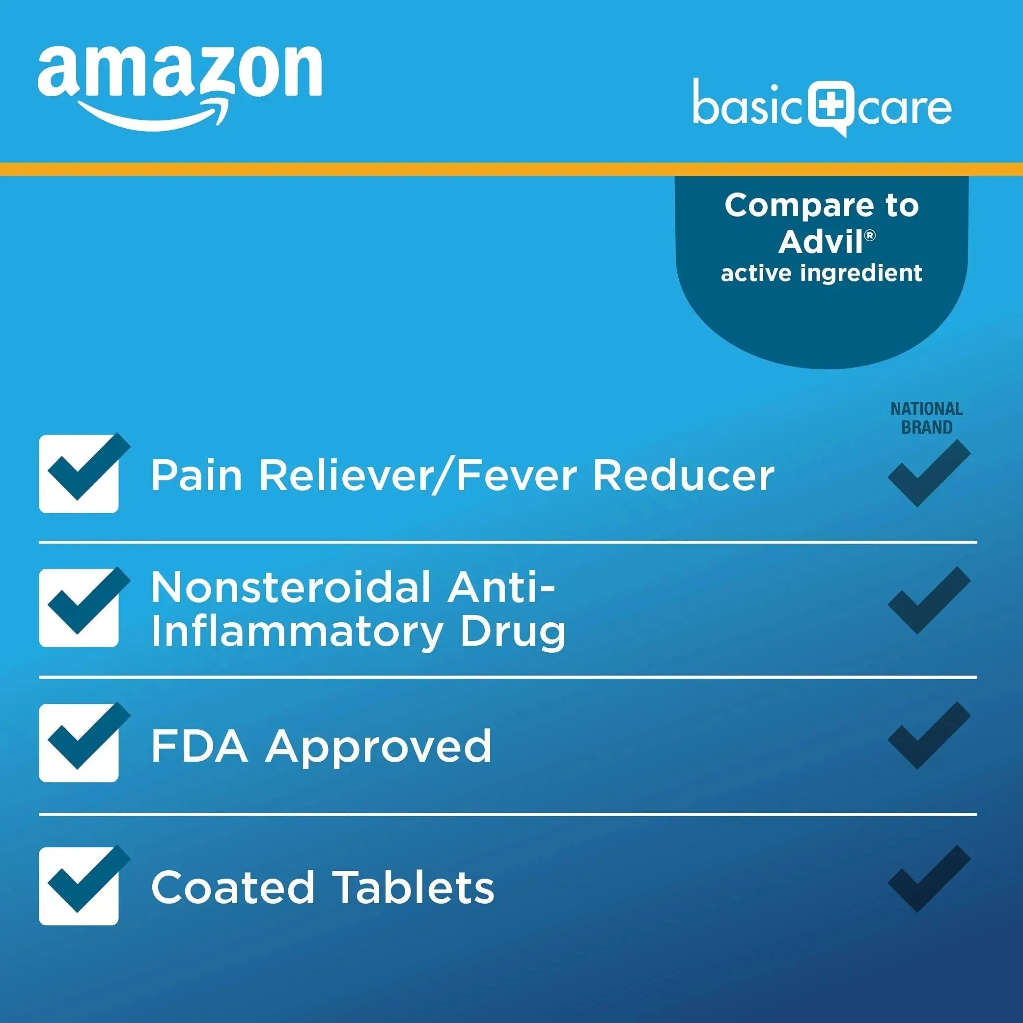 Amazon Basic Care Ibuprofen Tablets, 200 mg, Pain Reliever and Fever Reducer, For Headache, Muscular Aches, Arthritis, Backache, Menstrual Pain, 100 Count (Pack of 1) Amazon Basic CareAu supplements