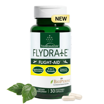 Flight-Aid | Replenishing Electrolyte Hydration Capsules Made for Travel, Jet Lag, Fatigue & Recovery | 9-in-1 Formula with Essential Electrolytes, Vitamins, Minerals & Bioperine® | 30 Capsules FlydrateAu supplements