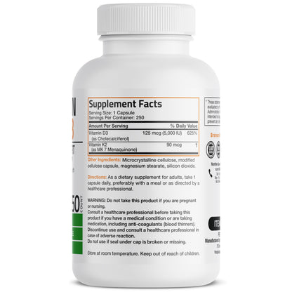 Bronson Vitamin K2 (MK7) with D3 Supplement Bone and Heart Health Non-GMO BronsonUS supplements