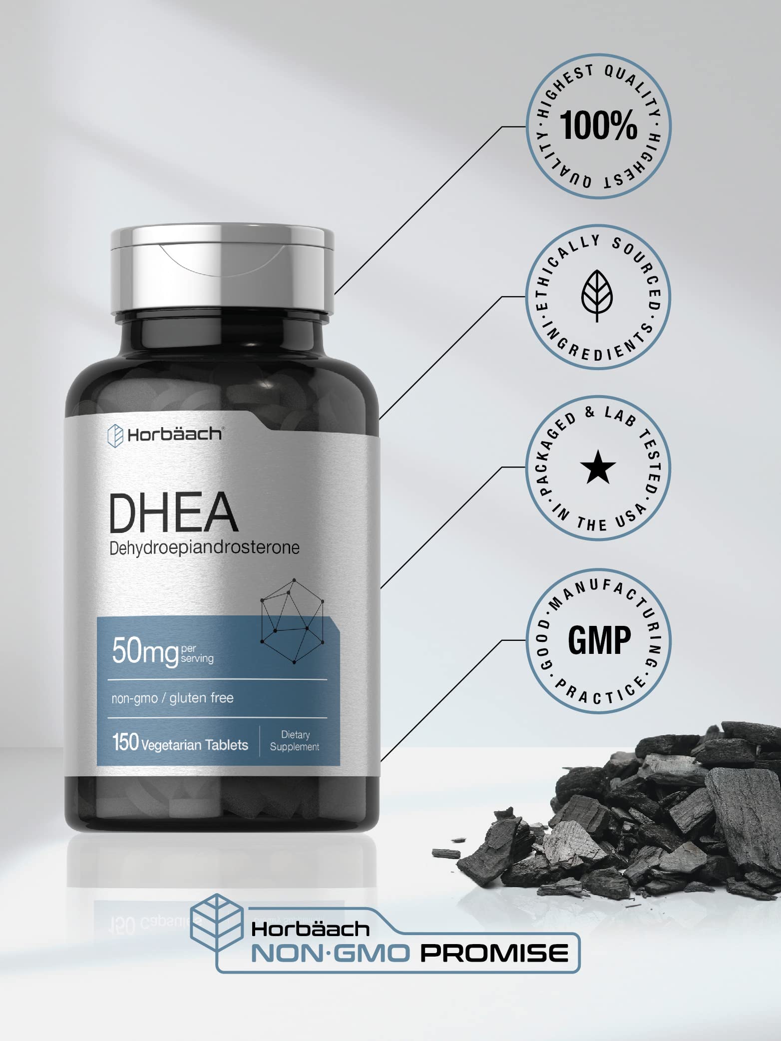 DHEA 50mg 150 Tablets | Non-GMO, Gluten Free Supplement | by Horbaach HorbäachAu supplements