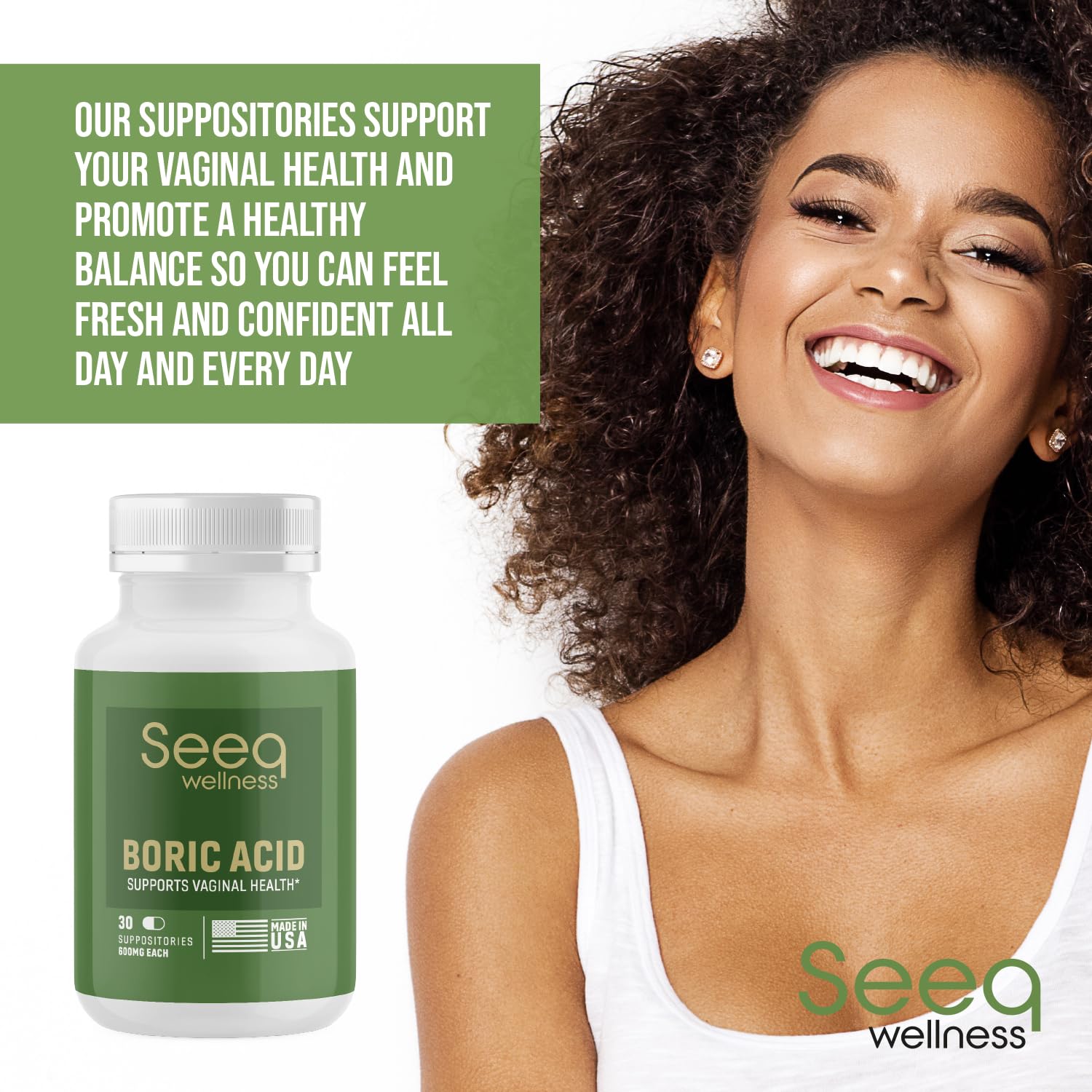 Seeq Wellness Boric Acid Vaginal Suppositories - Helps Support Odor Control and Balance Vaginal PH Seeq WellnessAu supplements