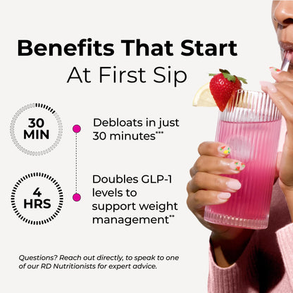 HUM Flatter Me Fiber Supplement for Women & Men, Prebiotics & Digestive Enzymes to Support Weight & Bloating, Digestive & Gut Health, Fiber Powder Drink Mix, Strawberry Lemon - 10 Servings HUMUS supplements