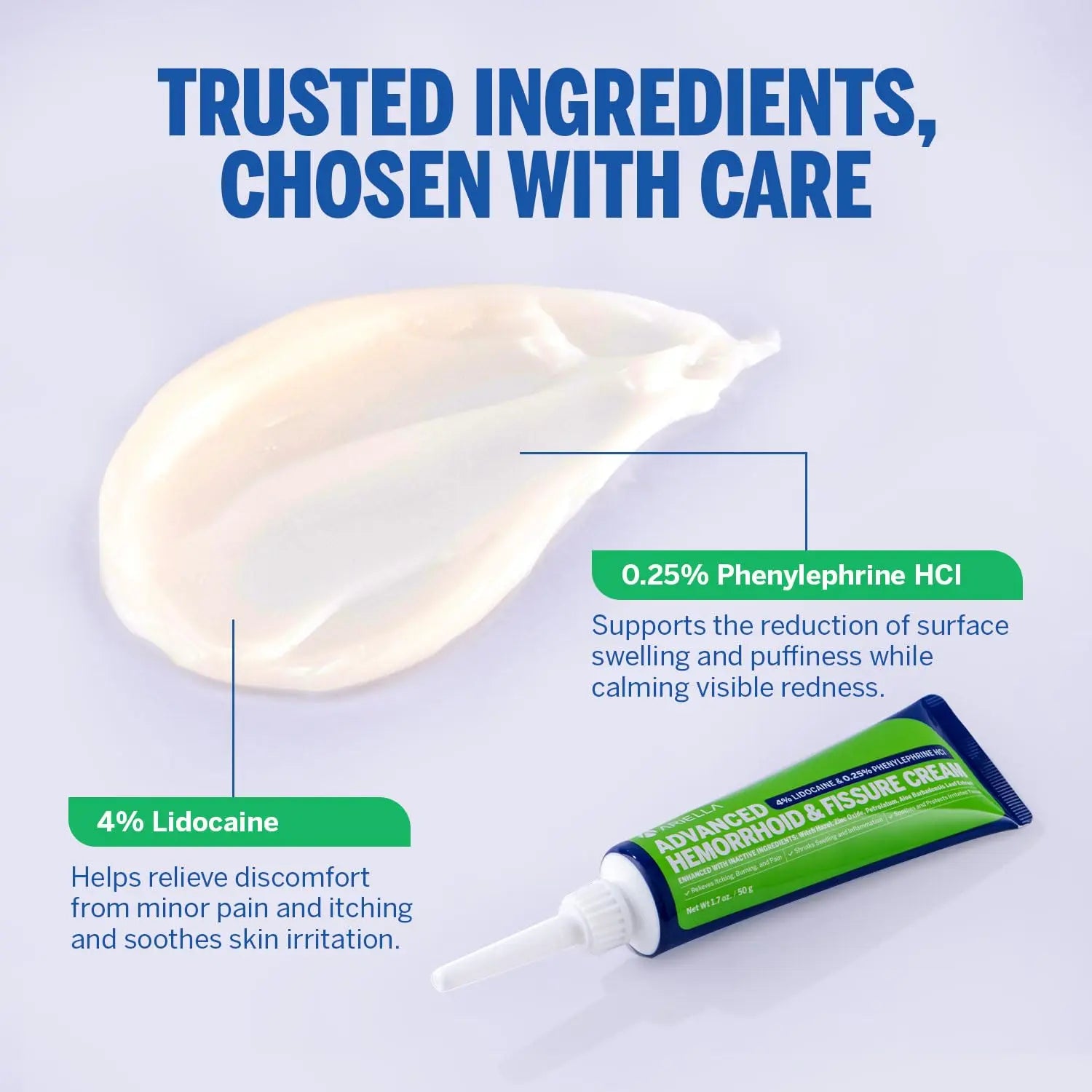 Hemorrhoid Treatment Fissure Lidocaine Cream: Advanced Numbing Ointment with Phenylephrine HCI - Fast Acting Natural Strength Soothing Relief of Pain Swelling Discomfort Itching (1.7 Oz, Witch Hazel) AriellaAu supplements