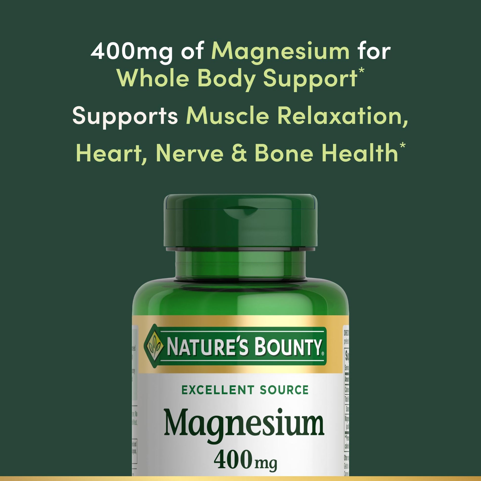 Nature's Bounty Magnesium 400 mg Softgel, Whole Body Support, Magnesium Supplements for Men and Women, Heart, Nerve & Bone Health, 75 Softgels (Pack of 1) Nature's BountyAu supplements