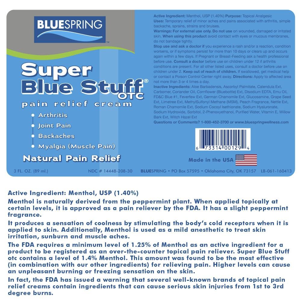 Super Blue Stuff Natural Pain Relief roll on with Emu Oil by BlueSpring- Pain relief rub Anti Inflammatory Analgesic Cream for Back, Knee, Joint, Muscle, Arthritis, and neck Pain Relief- 3 Oz roll-on. Emu TherapyAu supplements