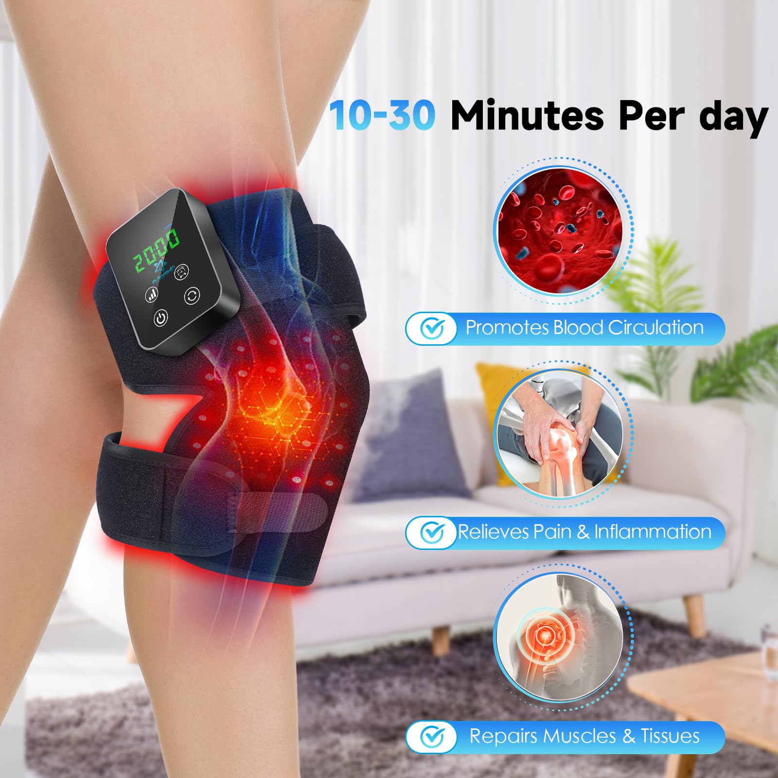 Red Light Therapy Knee Brace: Pain Relief Infrared Heating Pad 72 LED Heat Lamp Pain Relief AstarexinAu supplements
