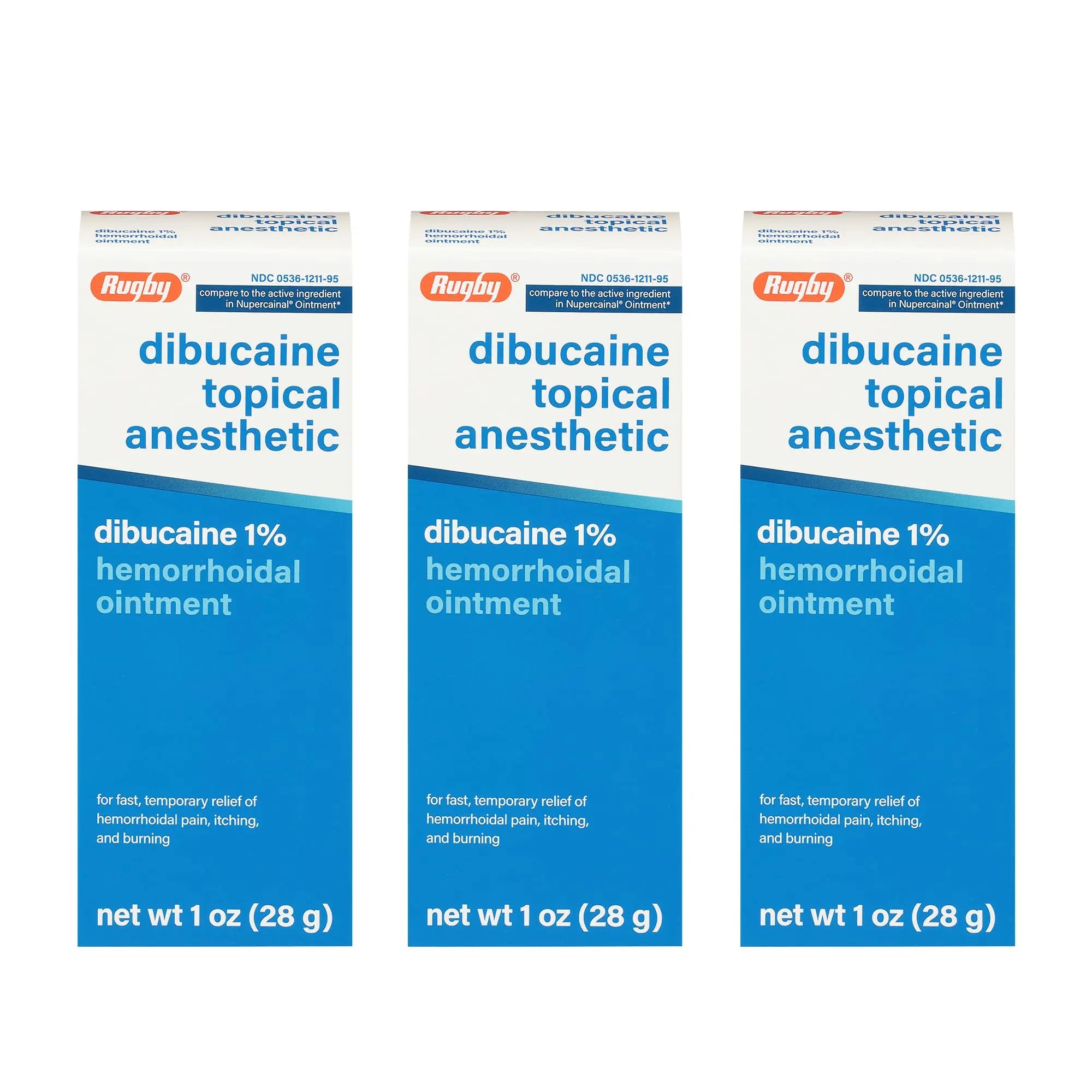Rugby Dibucaine Topical Anesthetic 1% Hemorrhoid Ointment - Pain Relief Cream for Itching and Burning, Hemorrhoid Treatment, Anti Itch Cream 1 Oz (3 Pack) RUGBY LABORATORIESAu supplements
