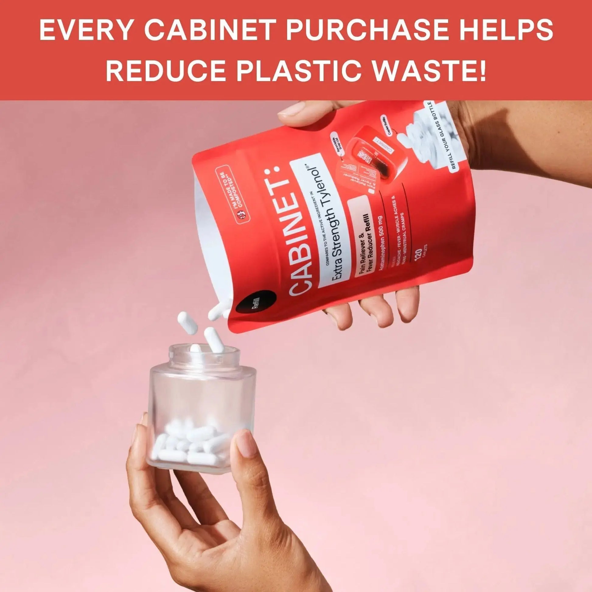 Cabinet: 500mg Acetaminophen for Headache Relief, Toothaches, Sore Throat, and Fever Reducer, 120 Tablets (Refill Pouch) Cabinet:Au supplements