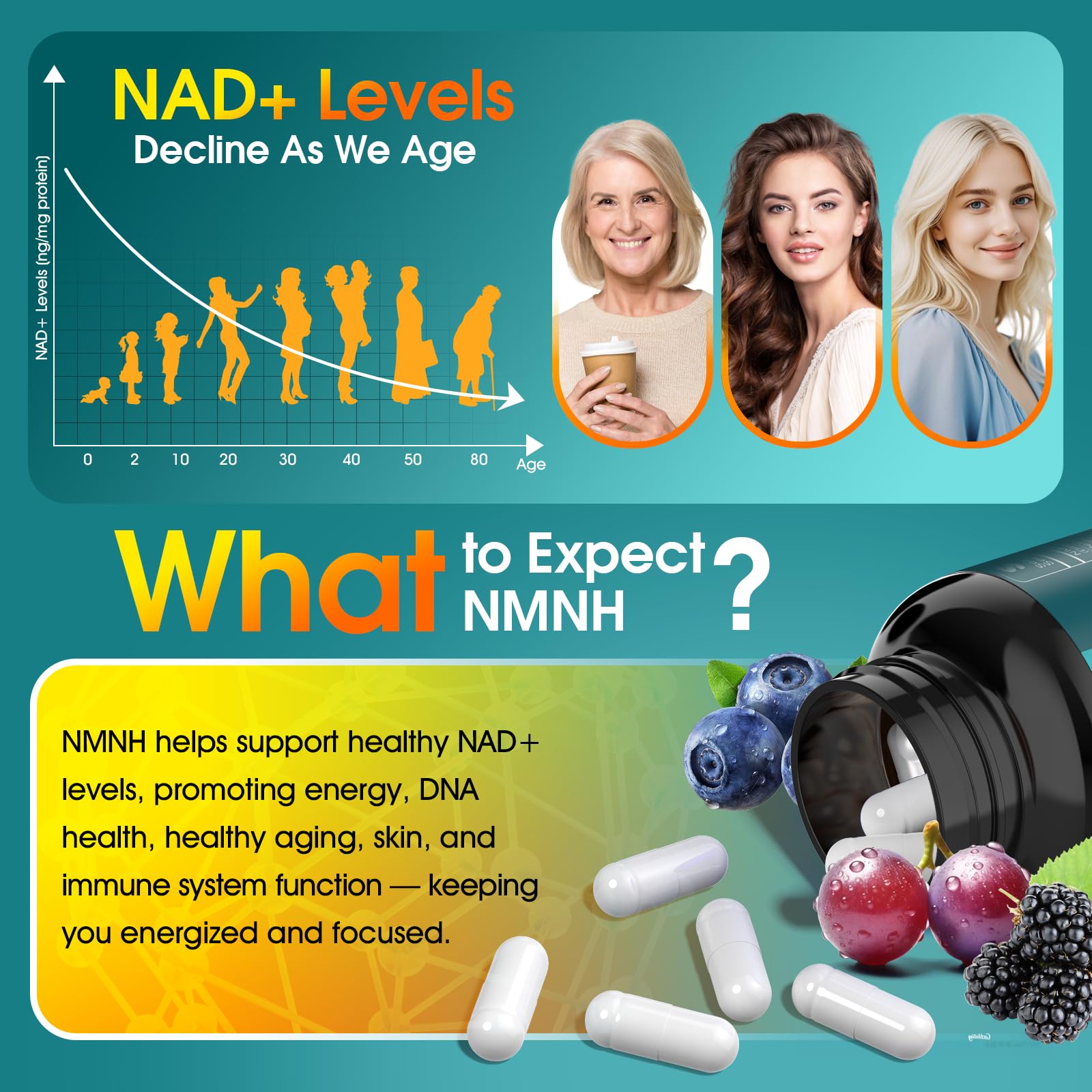 13 in 1 NMNH (Dihydronicotinamide Mononucleotide) 1000mg Per Serving, NMN Supplement Alternative with Liposomal NAD+ and Resveratrol, Non-GMO, Gluten-Free – for Anti-Aging, Energy, Focus – 90 Capsules TatavonixAu supplements