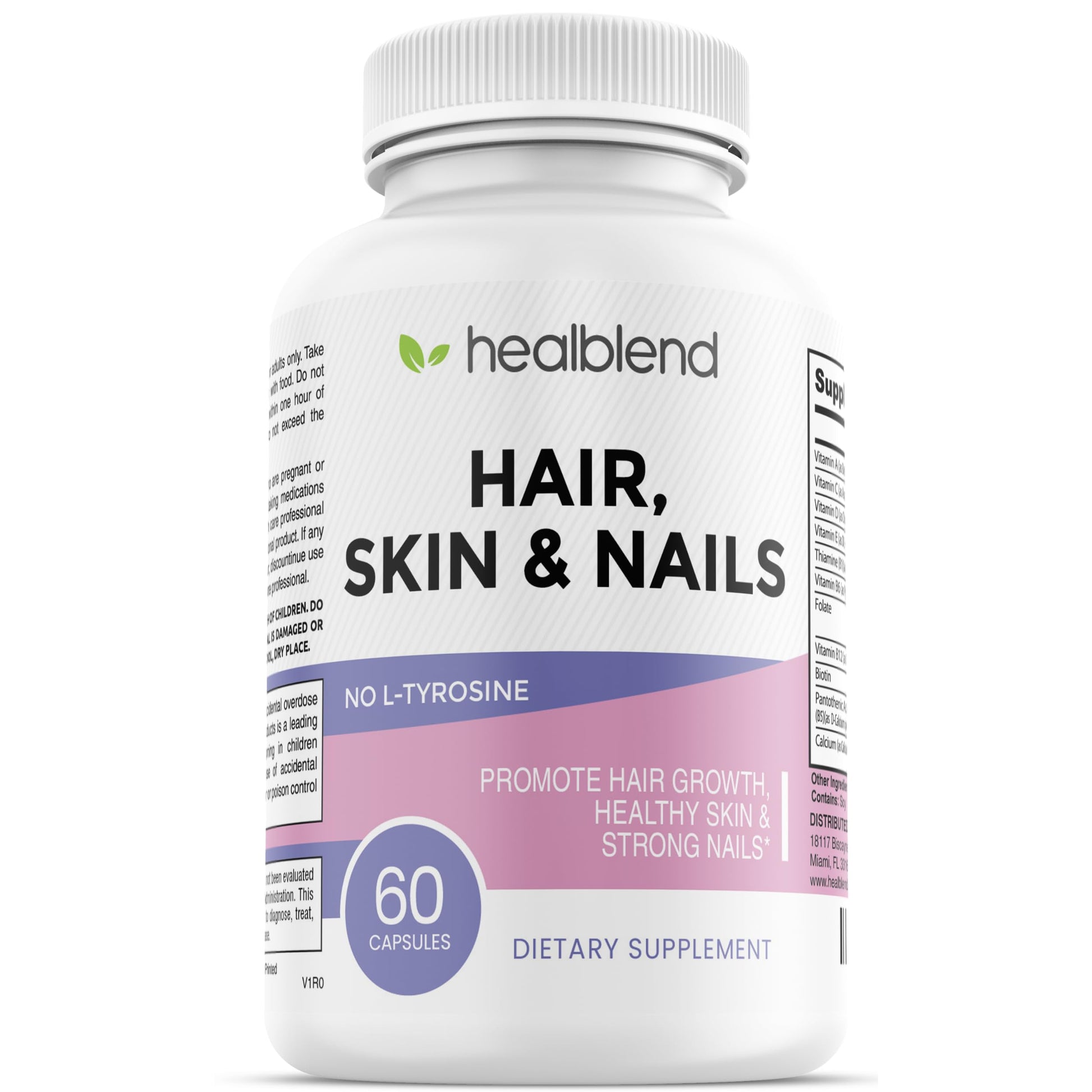 healblend Hair Skin and Nails Vitamins for Women with Biotin 5000 mcg, Iron and Manganese | Vegan, Non-GMO | 60 Capsules healblendAu supplements