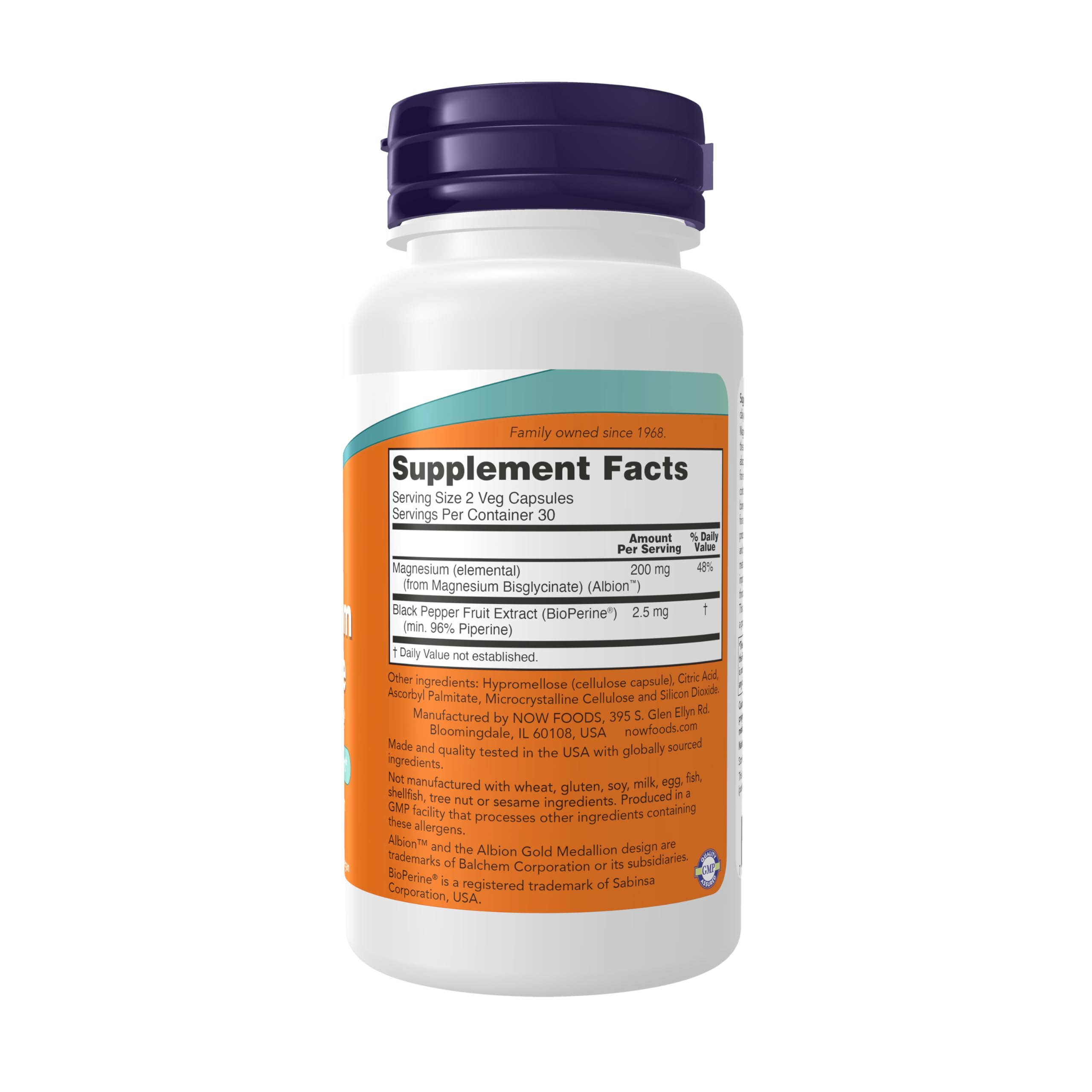 Now Supplements, Magnesium Glycinate with BioPerine, 60 Veg Capsules NOW FoodsAu supplements