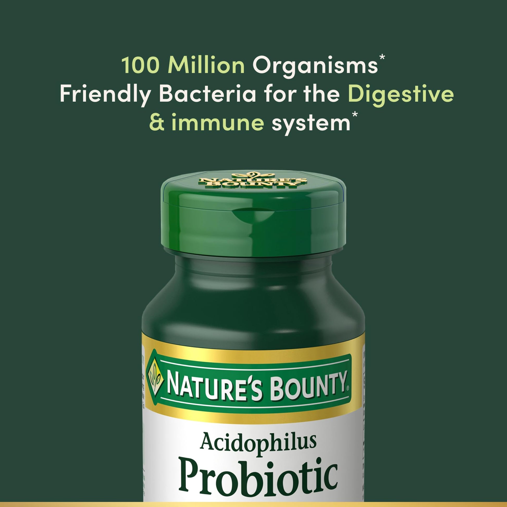 Nature's Bounty Lactobacillus Acidophilus Probiotic Supplement - Daily Probiotic for Women/Men Digestive Health, 100 Million Organisms, Vegetarian, 1 Serving per Day, 120 Tablets Nature's BountyAu supplements