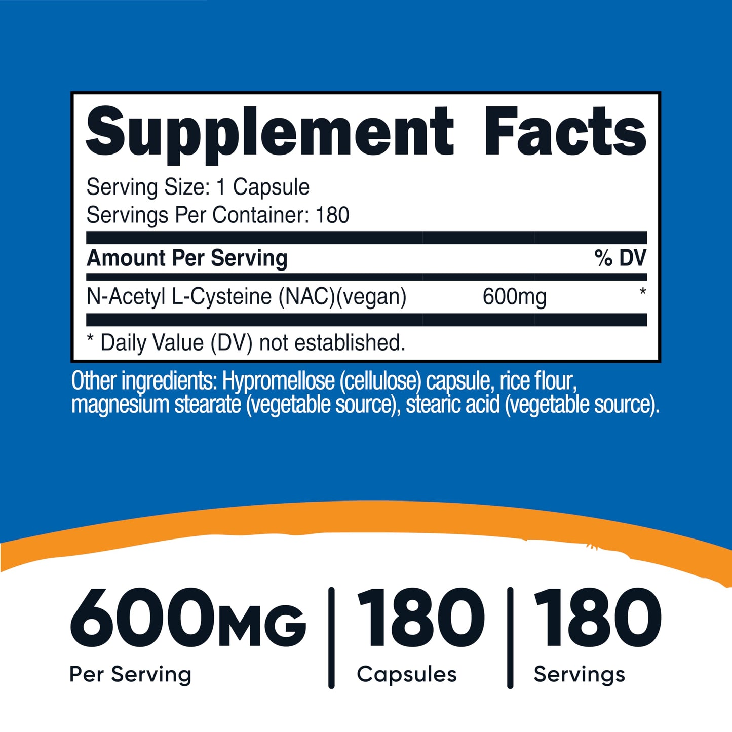 Nutricost N-Acetyl L-Cysteine (NAC) 600mg, 180 Capsules - Non-GMO, Gluten Free NutricostUS supplements