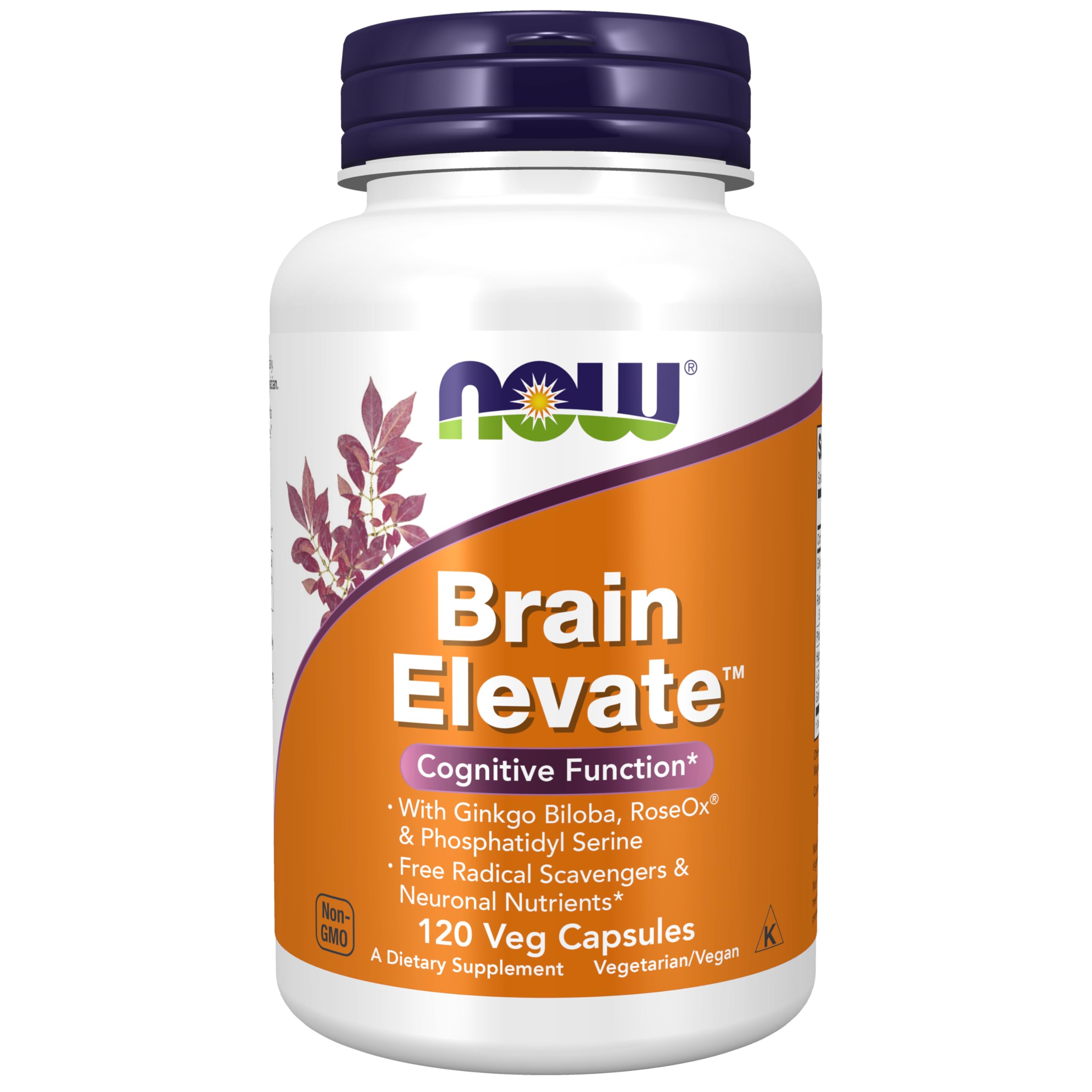 NOW Foods Supplements, Brain Elevate™, Featuring Ginkgo Biloba, RoseOx® and Phosphatidyl Serine, 120 Veg Capsules NOW FoodsAu supplements