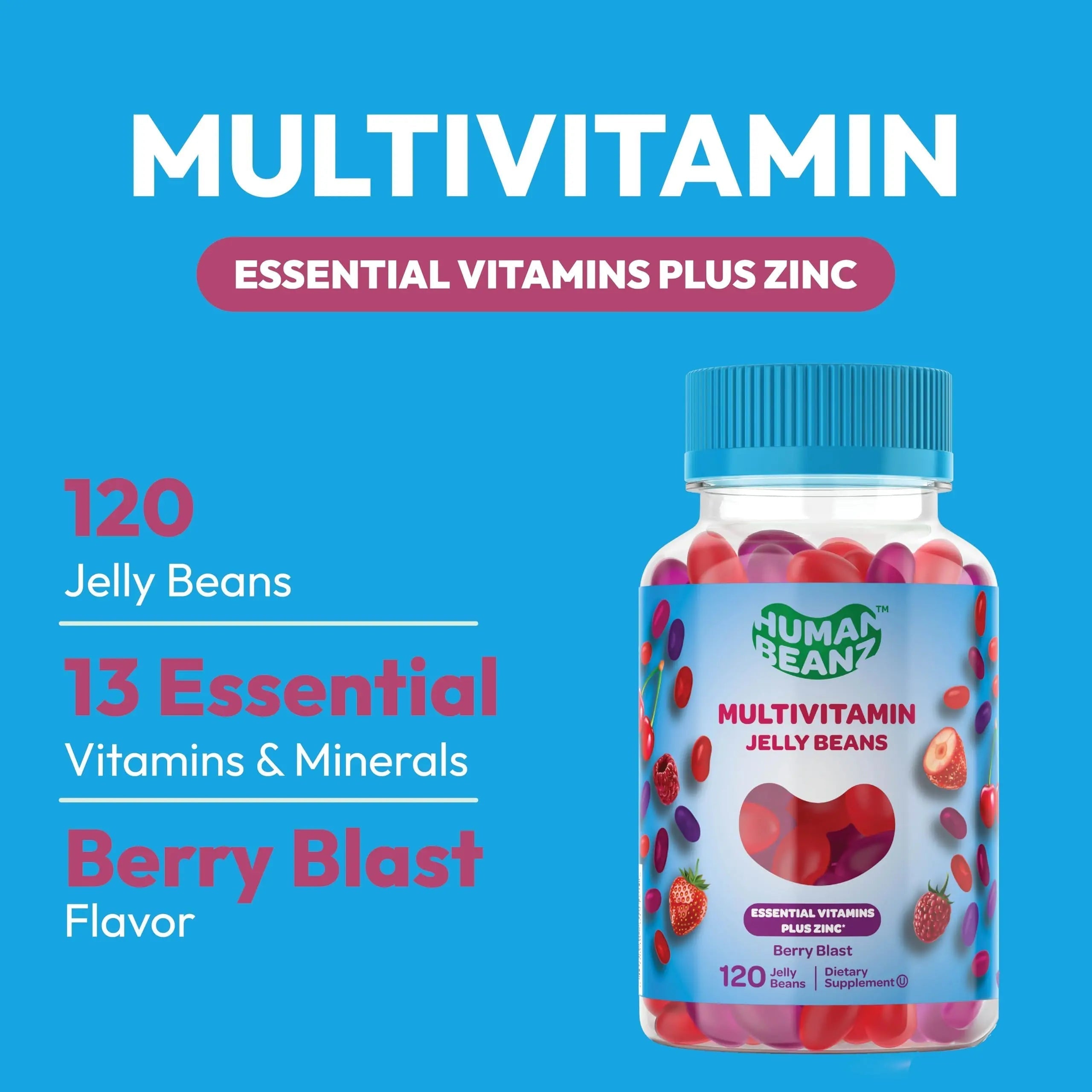 Human Beanz Multivitamin Jelly Bean Gummies with Zinc for Men and Women, Immune Support Dietary Supplements for Adults, Vegetarian Human BeanzAu supplements