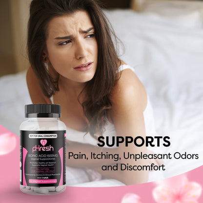 ACE NUTRITION pHresh Boric Acid Suppositories for Women, Suppositories for Odor Use, Natural Feminine Care Supports Vaginal Health & Promotes Healthy pH Balance - Made in USA ACE NUTRITIONUS supplements