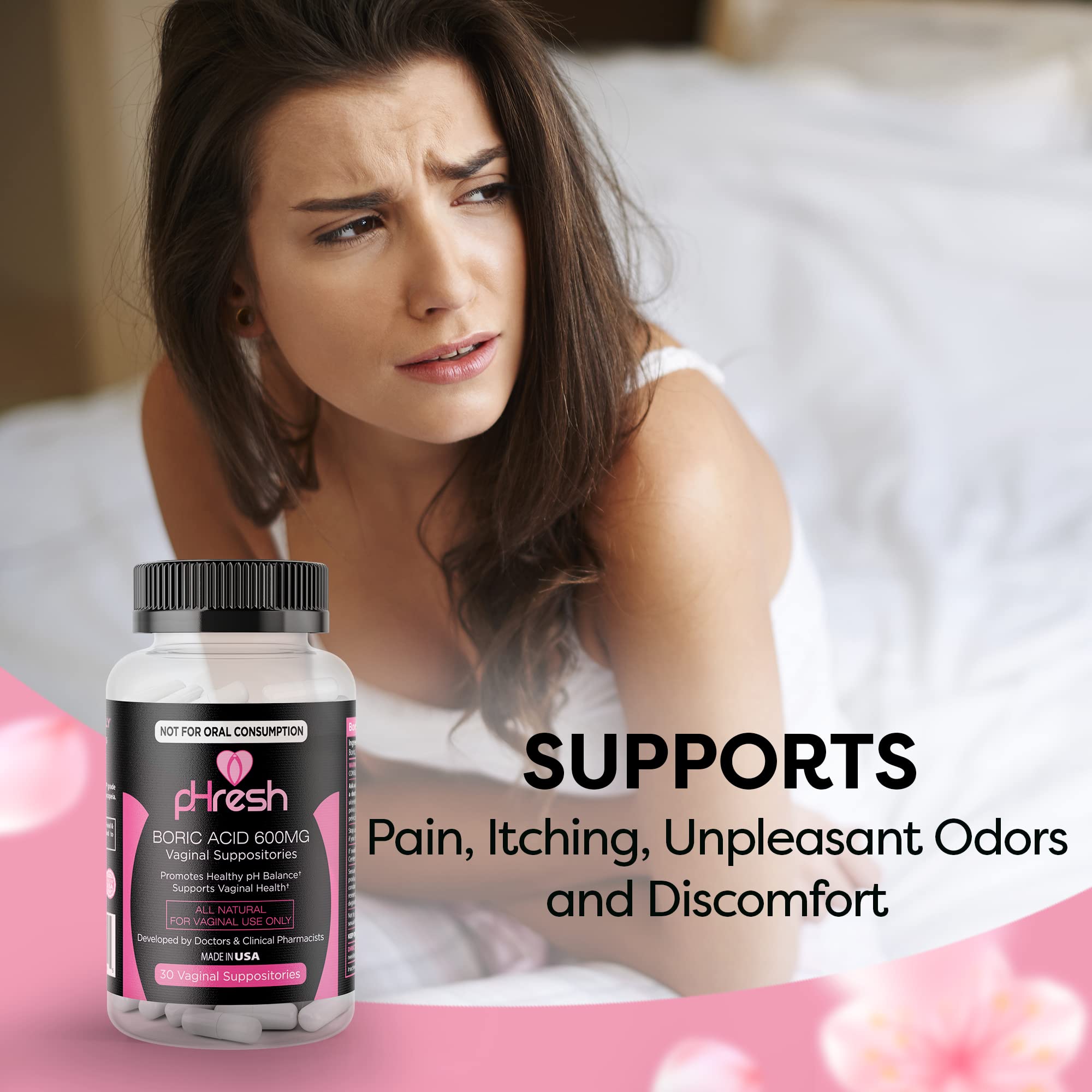 ACE NUTRITION pHresh Boric Acid Suppositories for Women, Suppositories for Odor Use ACE NUTRITIONAu supplements