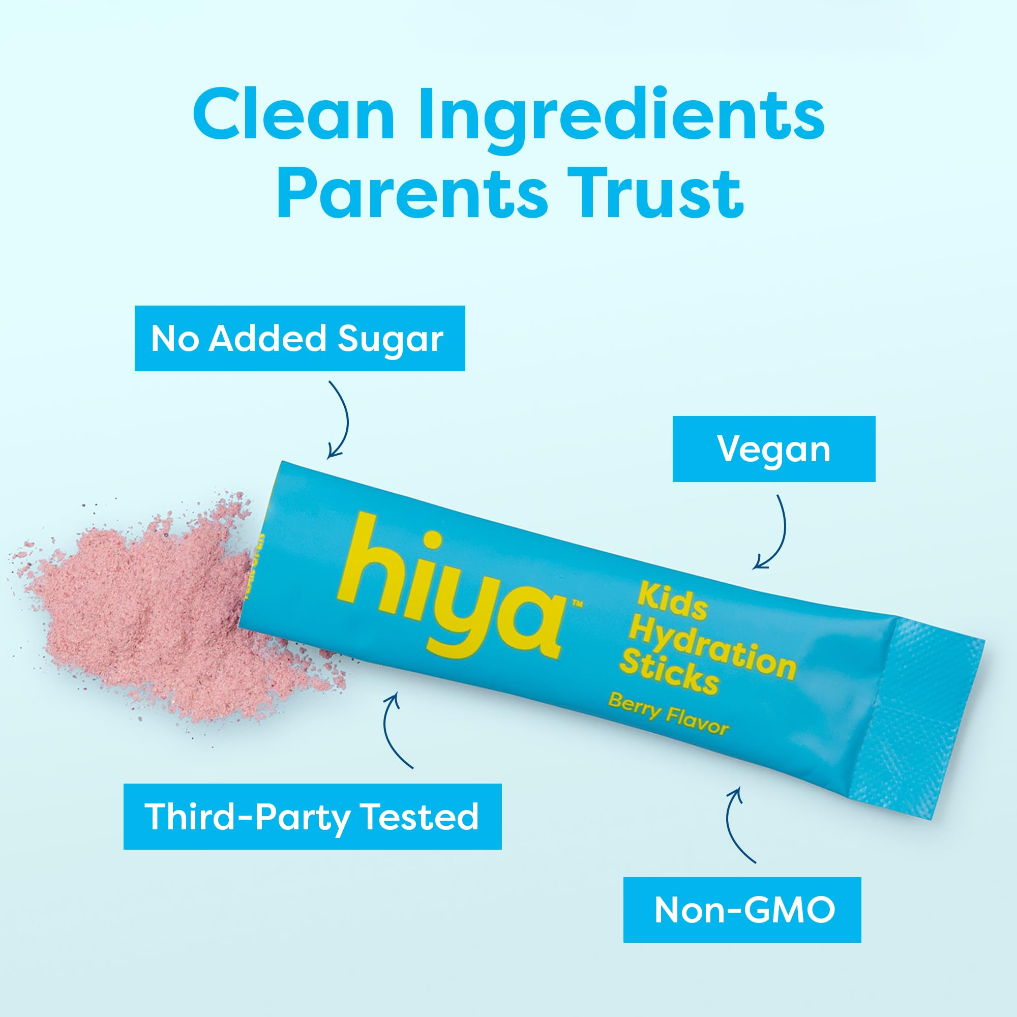 Hiya Kids Hydration with Electrolytes - Zero Added Sugar Berry Flavored Kids Hydration Packets - 15 Sticks - Travel-Friendly Drink Mix for Children Ages 2+ HIYAAu supplements