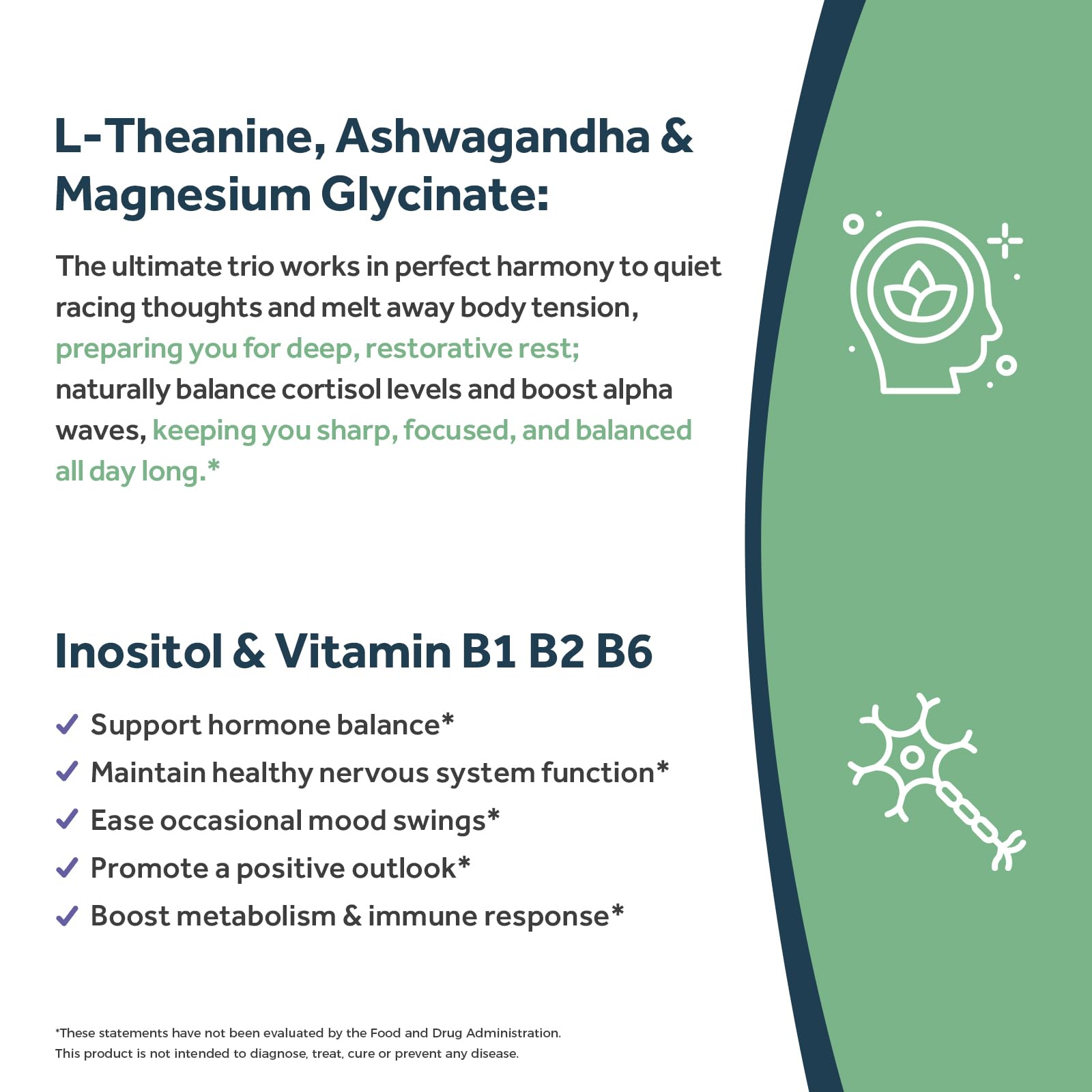 Doctor's Recipes L-Theanine 200 mg, Magnesium Glycinate, Ashwagandha, Inositol, Vitamin B6 B1 B2, Calm Relaxation Mood Cortisol Manager Nerve Focus Sleep Aid Quality No Drowsiness, Vegan, 90 Capsules Doctor's RecipesAu supplements