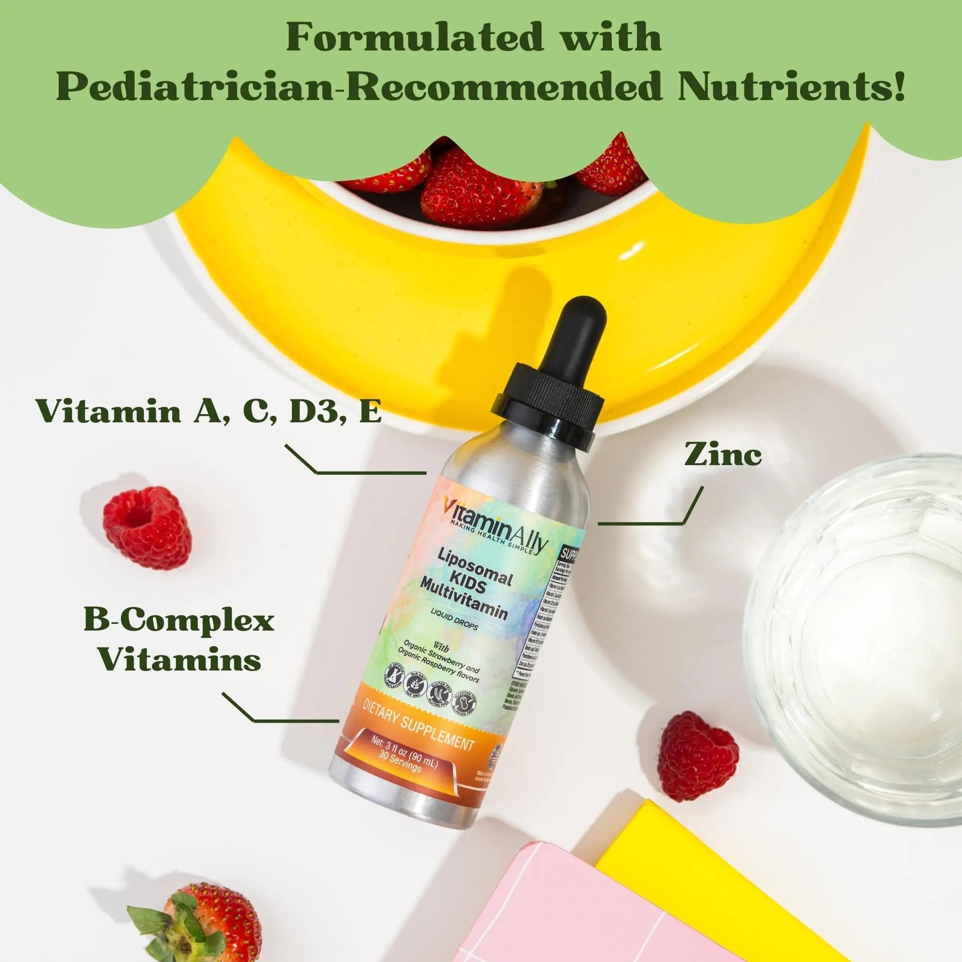 Vitaminally Liposomal Kids Liquid Multivitamin | Non-GMO | Clean | Sugar Free | Gluten Free | Organic Berry Flavors | VitaminallyAu supplements