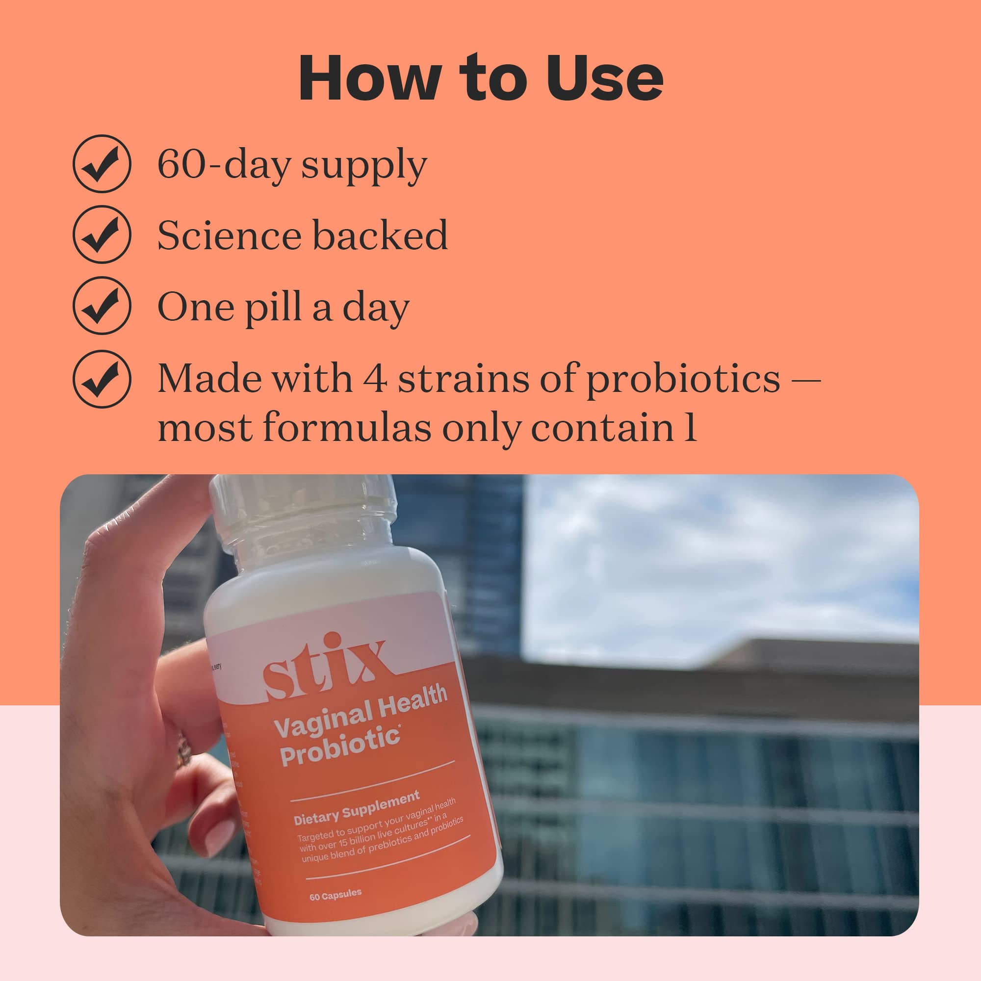Stix Vaginal Health Probiotic & 3-Day Yeast Infection Treatment - Maintain pH Balance, Vaginal Microbiome Get StixAu supplements