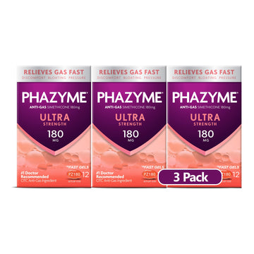 Phazyme Ultra Strength Gas & Bloating Relief, Works in Minutes, 12 Fast Gels, 3 Pack PhazymeAu supplements