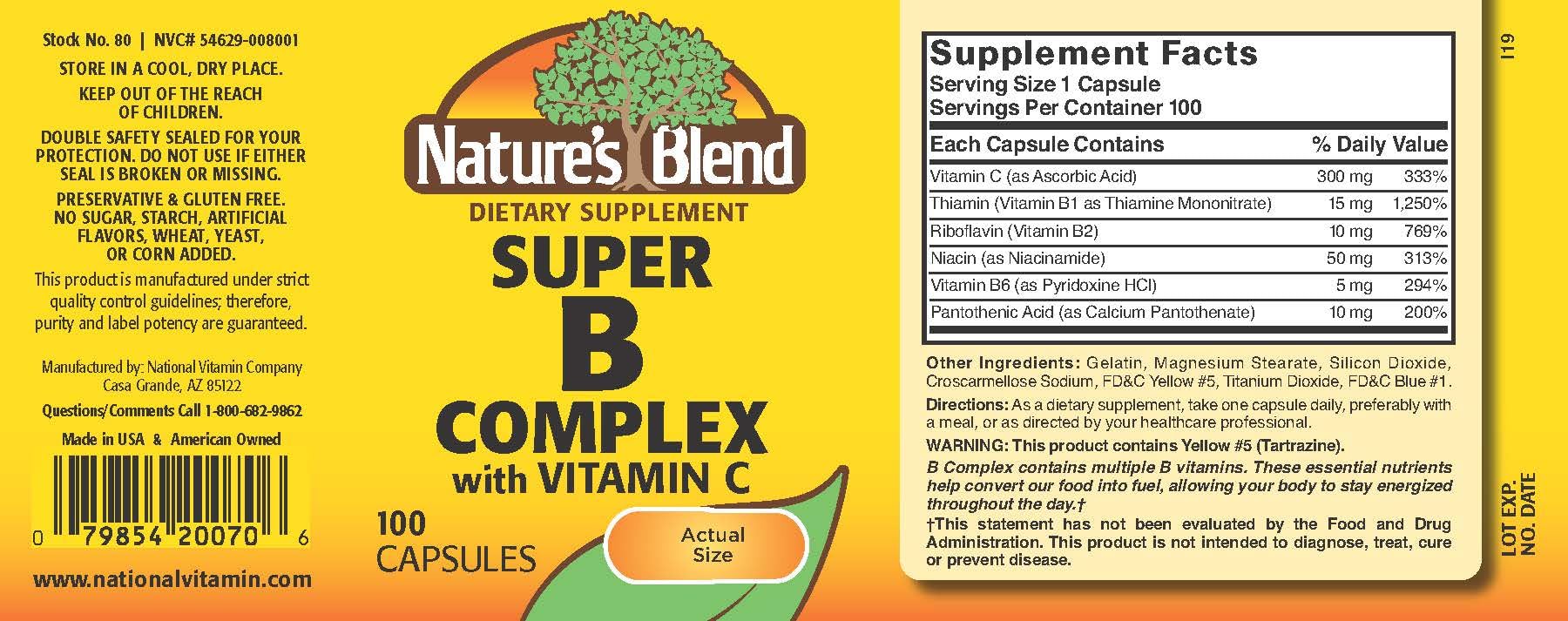 Nature's Blend Super B with C 100 Capsules Nature's BlendAu supplements