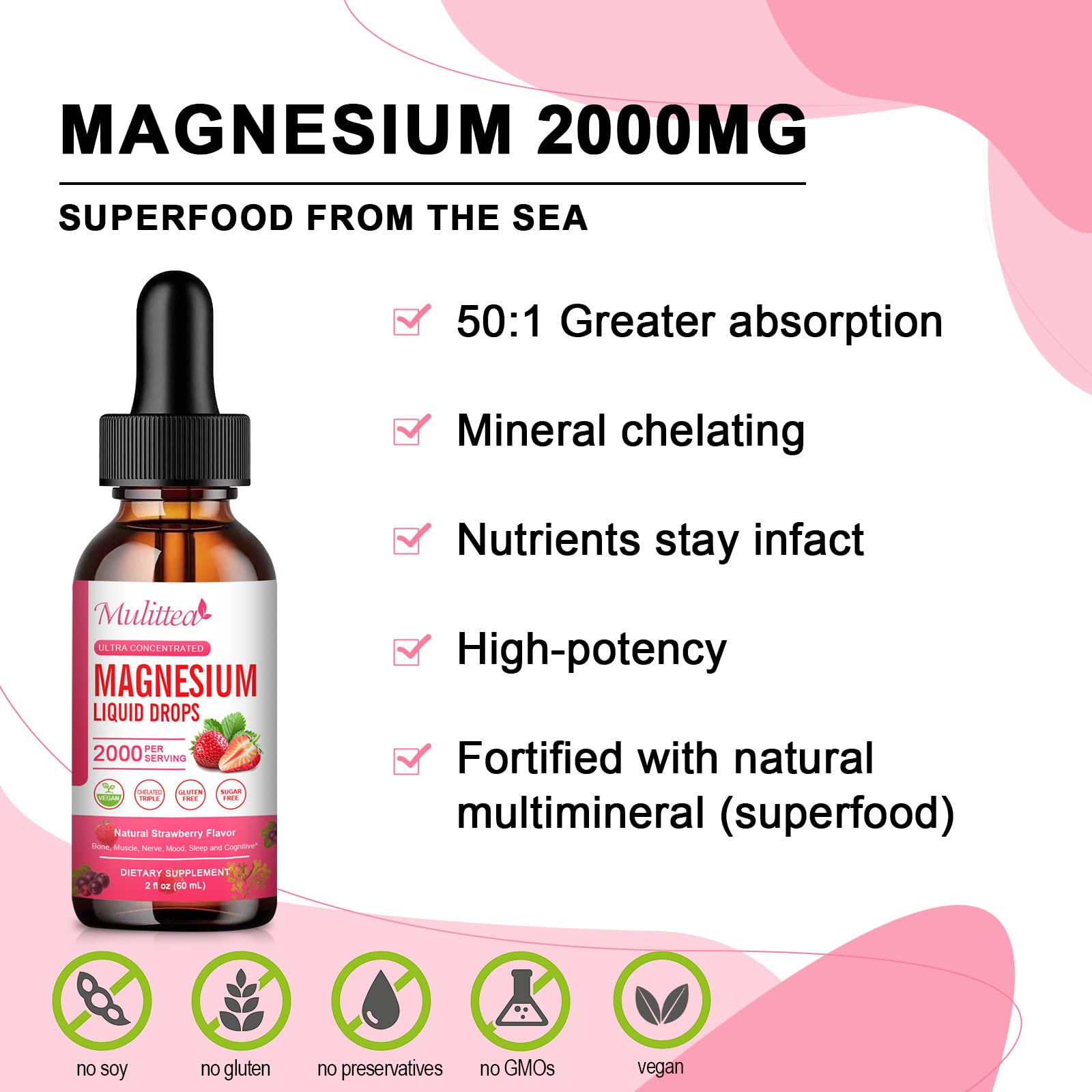 Magnesium Glycinate Liquid, High Potency Magnesium Glycinate, Citrate, Sugar Free Vegan Non-GMO Complex Supplement Promotes Nerv,Relaxation,Muscle,Sleep Support* MulitteaAu supplements