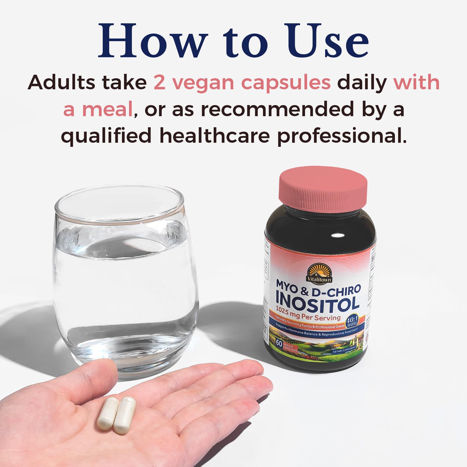 Vitalitown Inositol Supplement for Women, Myo-Inositol & D-Chiro Inositol, Ideal 40:1 Ratio, Hormone Balance & Healthy Ovarian Support for Women, Vitamin B8, Vegan, 60 Capsules, No Gluten VitalitownAu supplements